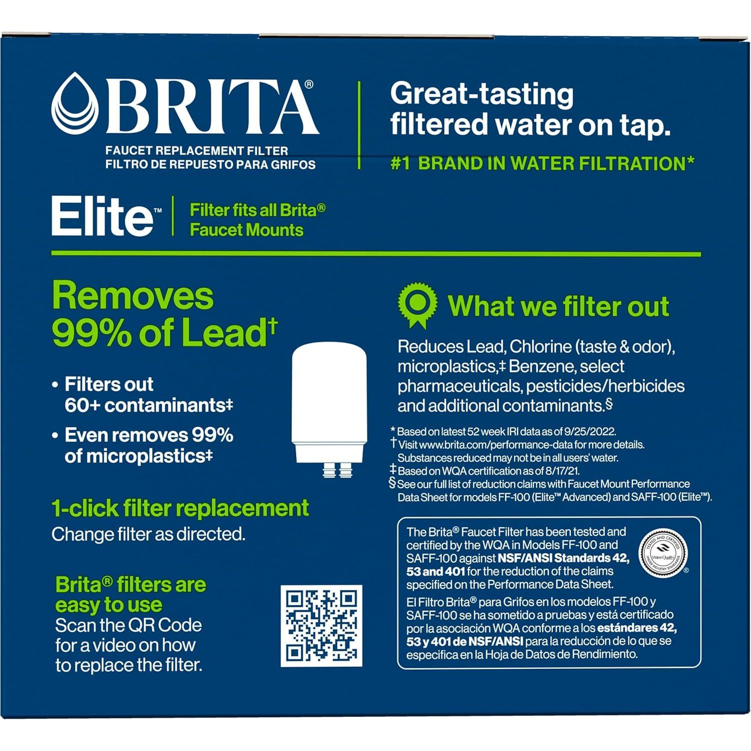 Brita Complete Tap Water Faucet Replacement Filters, 2 Count - Chrome