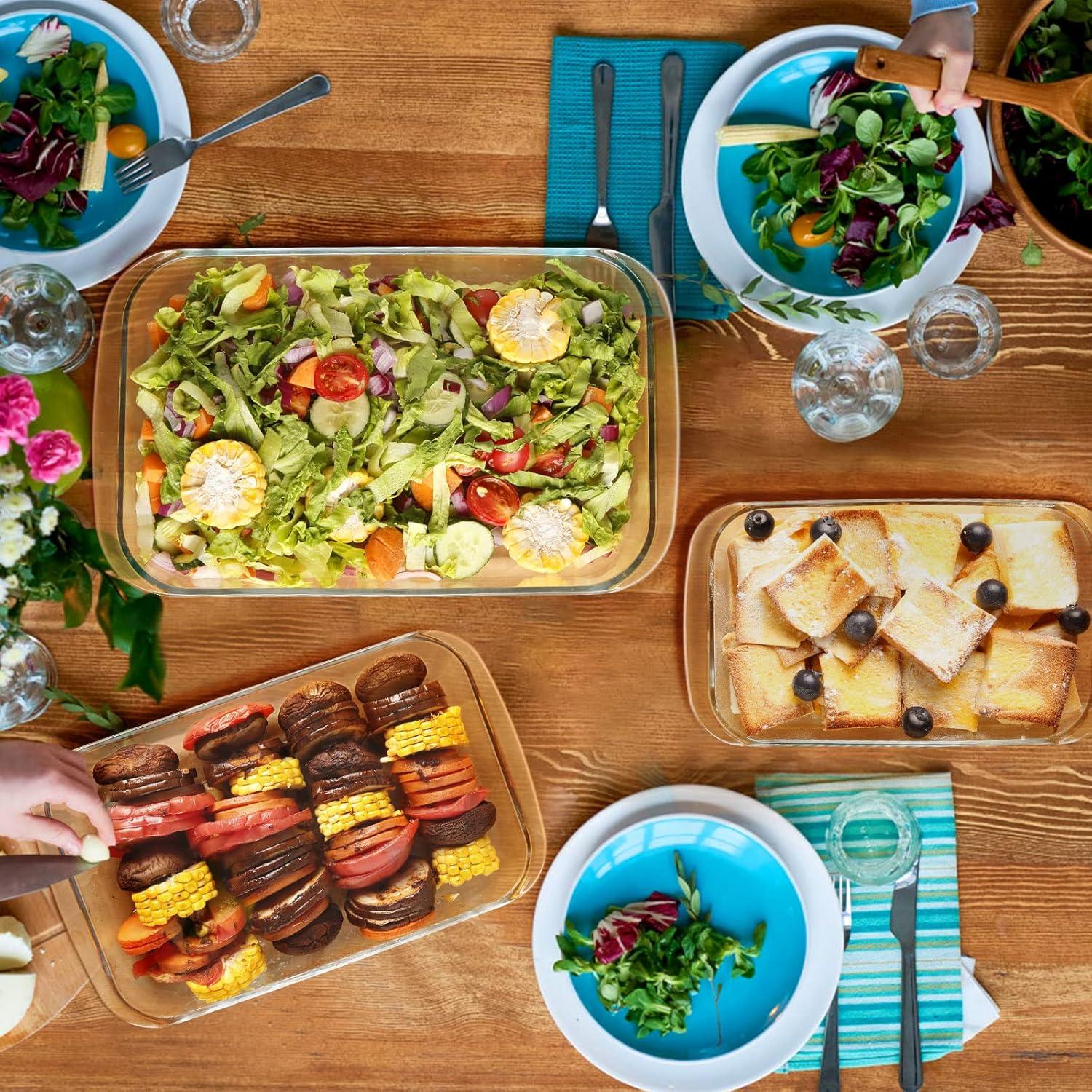 Mini-1 Quart Glass Baking Dish for Oven, 2 Pcs Single Serving Glass Pan for Cooking Oblong Casserole Dish Rectangular Baking Pan Glass Bakeware
