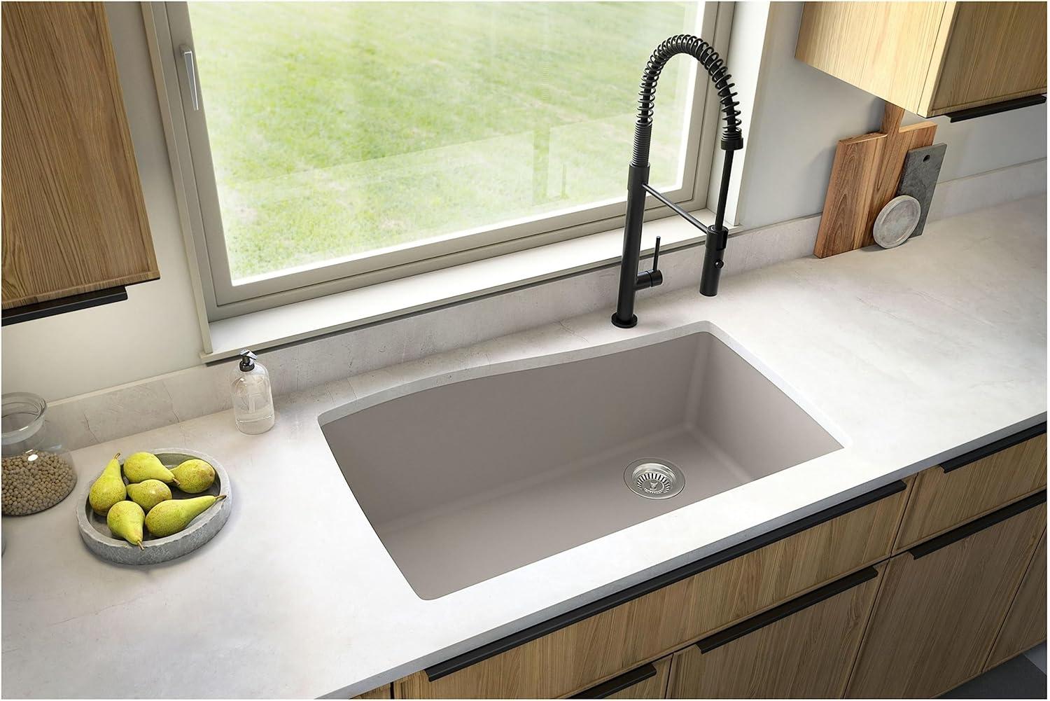 Karran Undermount Quartz Composite 33-1/2'' X 21'' Single Bowl Kitchen Sink