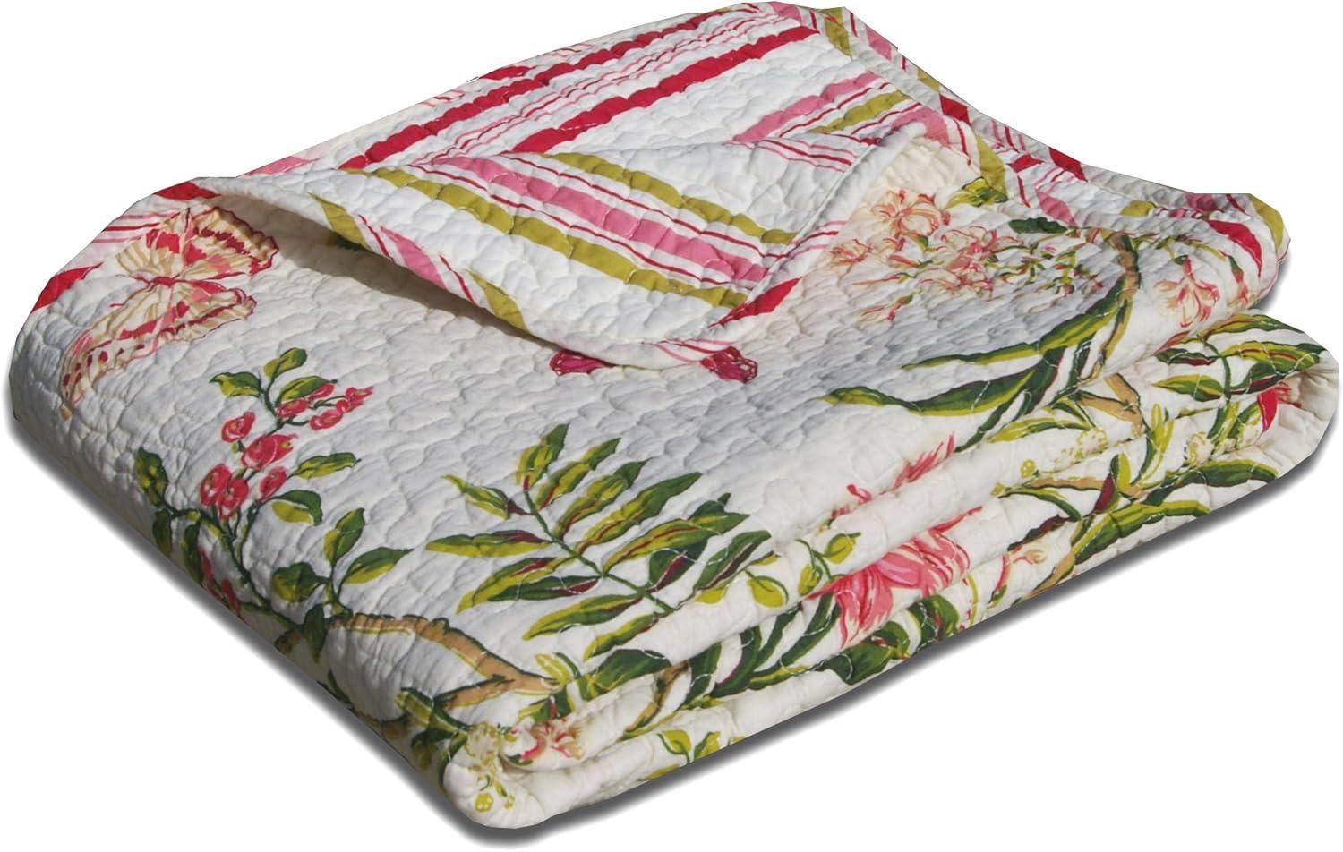 Butterflies Multicolor Quilted Cotton Botanical Throw Blanket