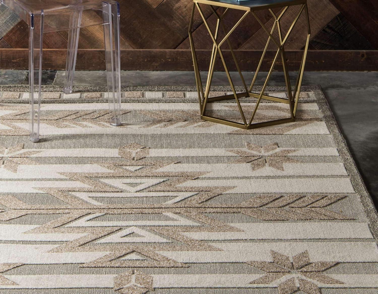 Unique Loom 7' 0 x 10' 0 Beige Outdoor Modern Albuquerque Area Rug