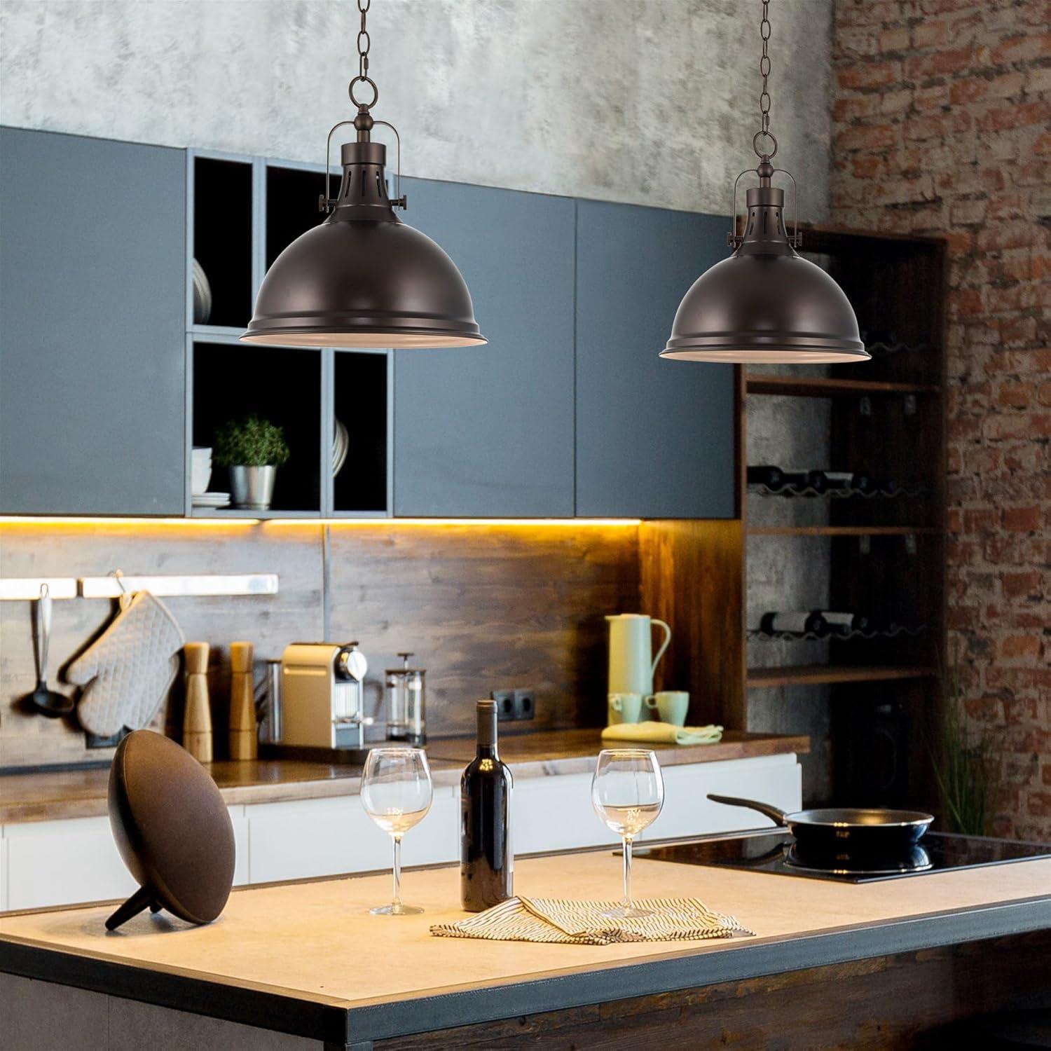 Kira Home Belle 14" Modern Industrial Pendant Light, Adjustable Hanging Height, Oil Rubbed Bronze Finish