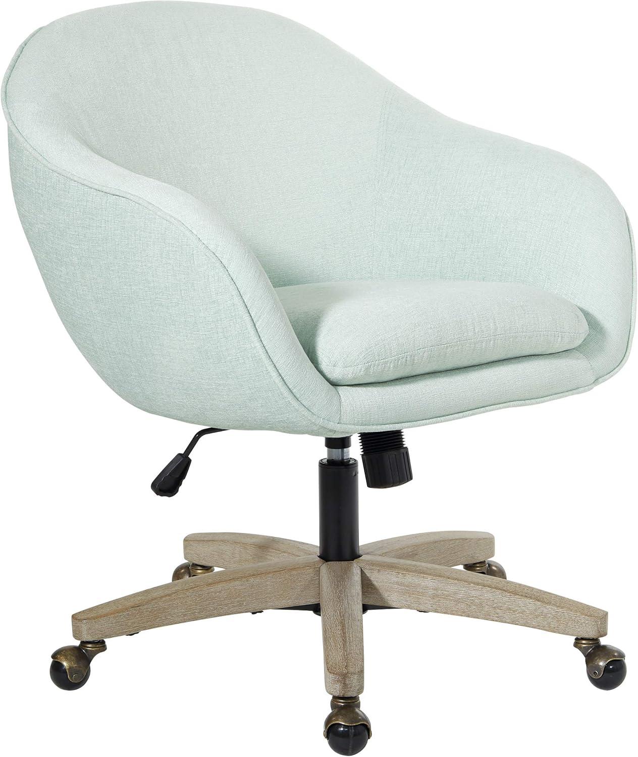 Nora Office Chair in Mint Blue Fabric with Gray Brush Wood Base KD