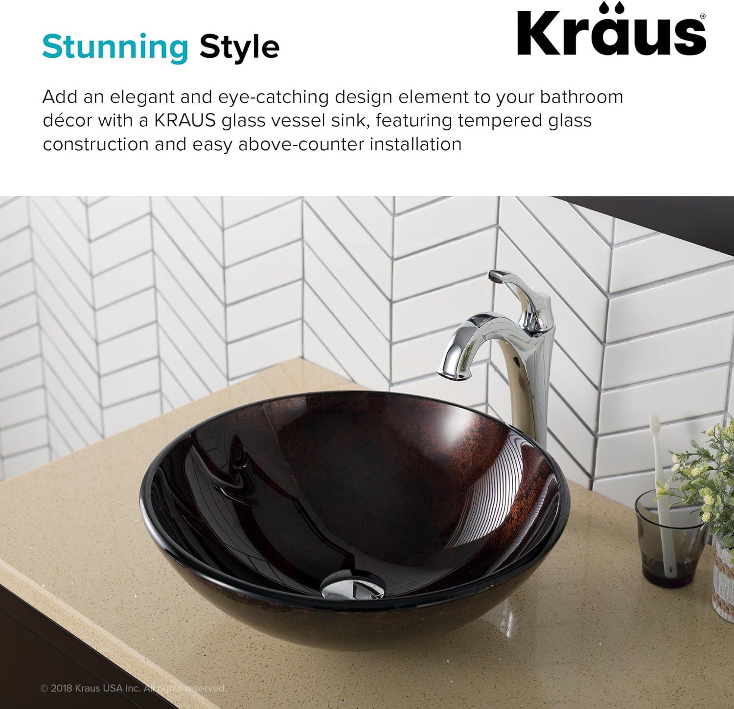 Copper Glass Circular Vessel Bathroom Sink