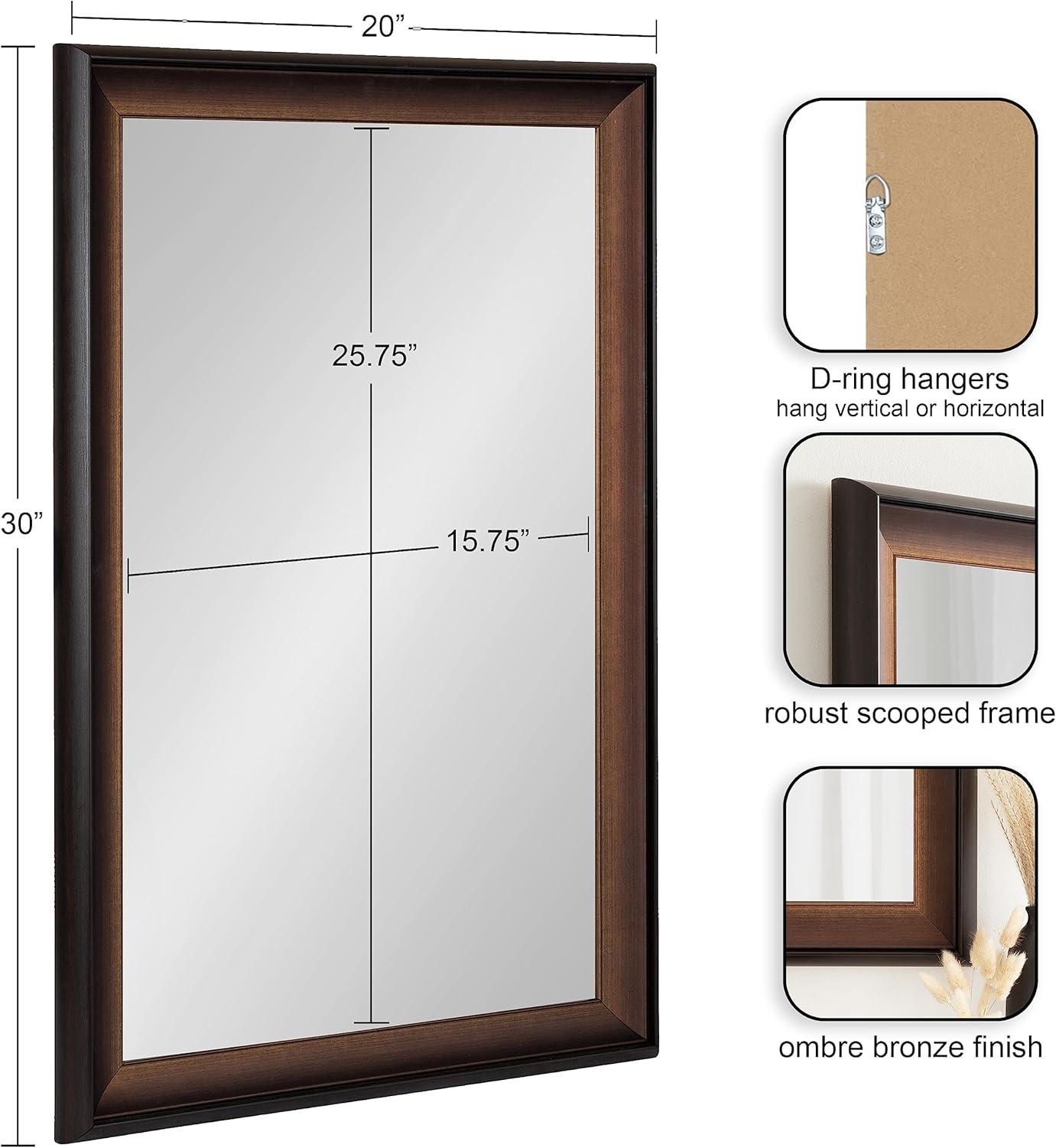 20"x30" Gotley Rectangle Wall Mirror Bronze - Kate & Laurel All Things Decor: Transitional Style, No Assembly, Plastic Frame