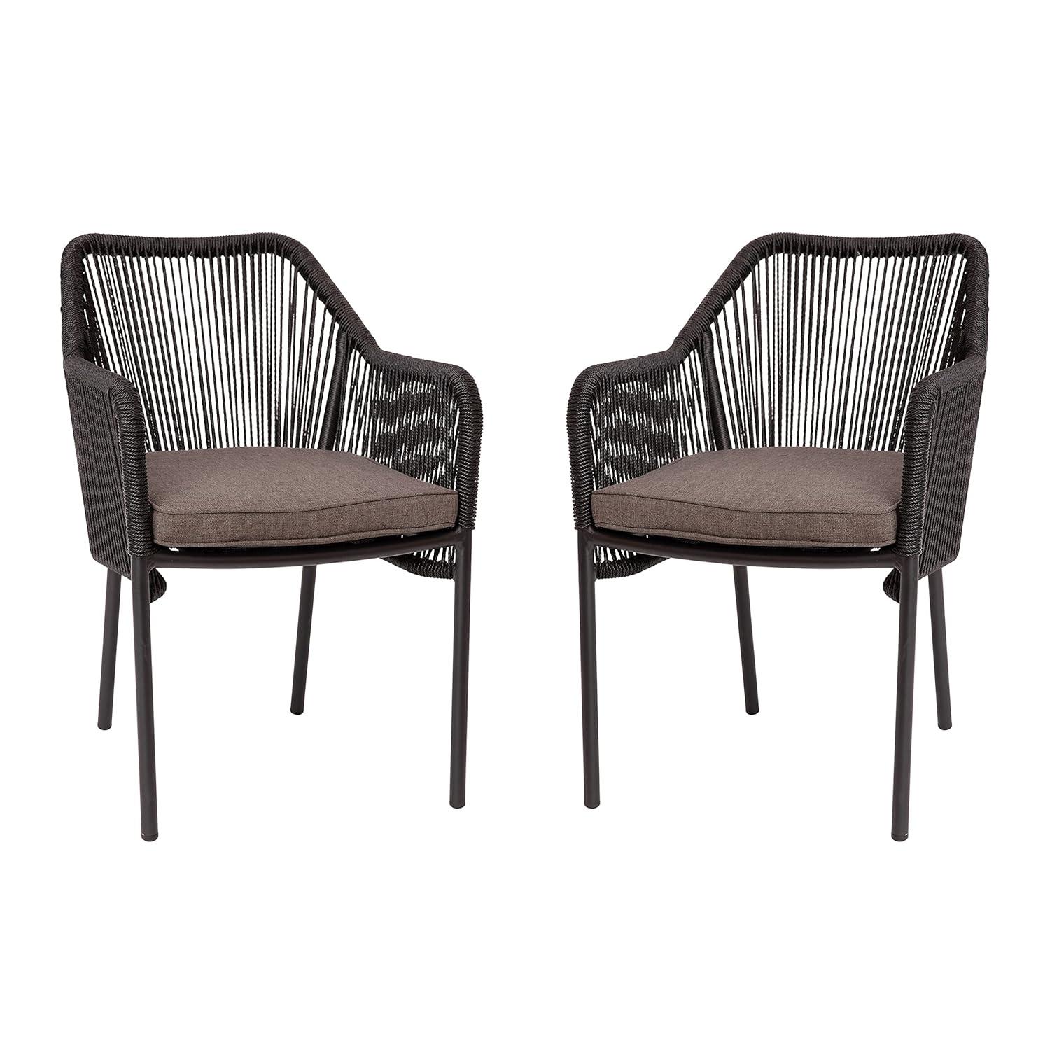 Taylor & Logan Kyla Metal Outdoor Stacking Dining Armchair with Cushion (Set of 2)