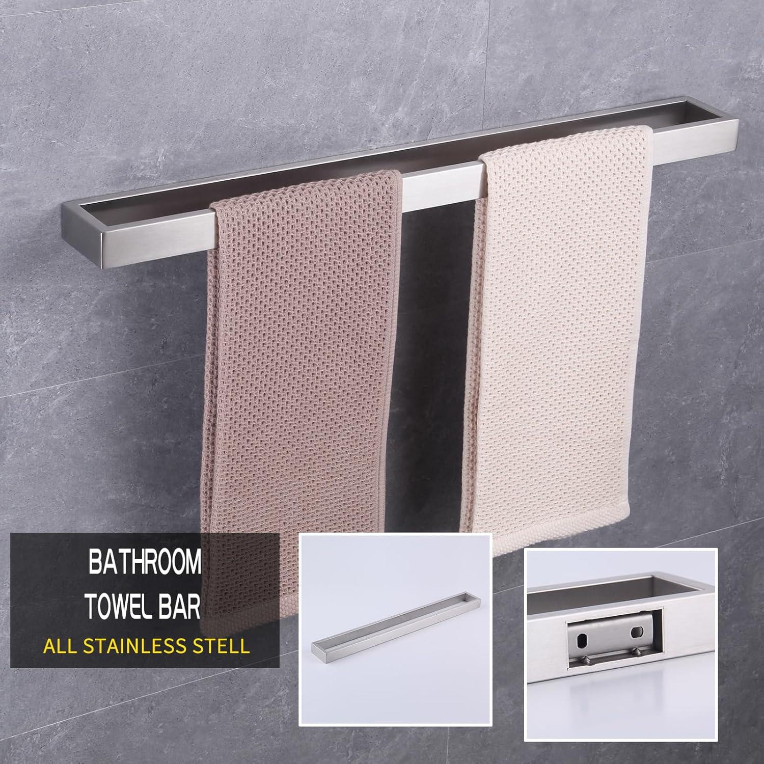 30-Inch Brushed Stainless Steel Wall Mounted Towel Bar