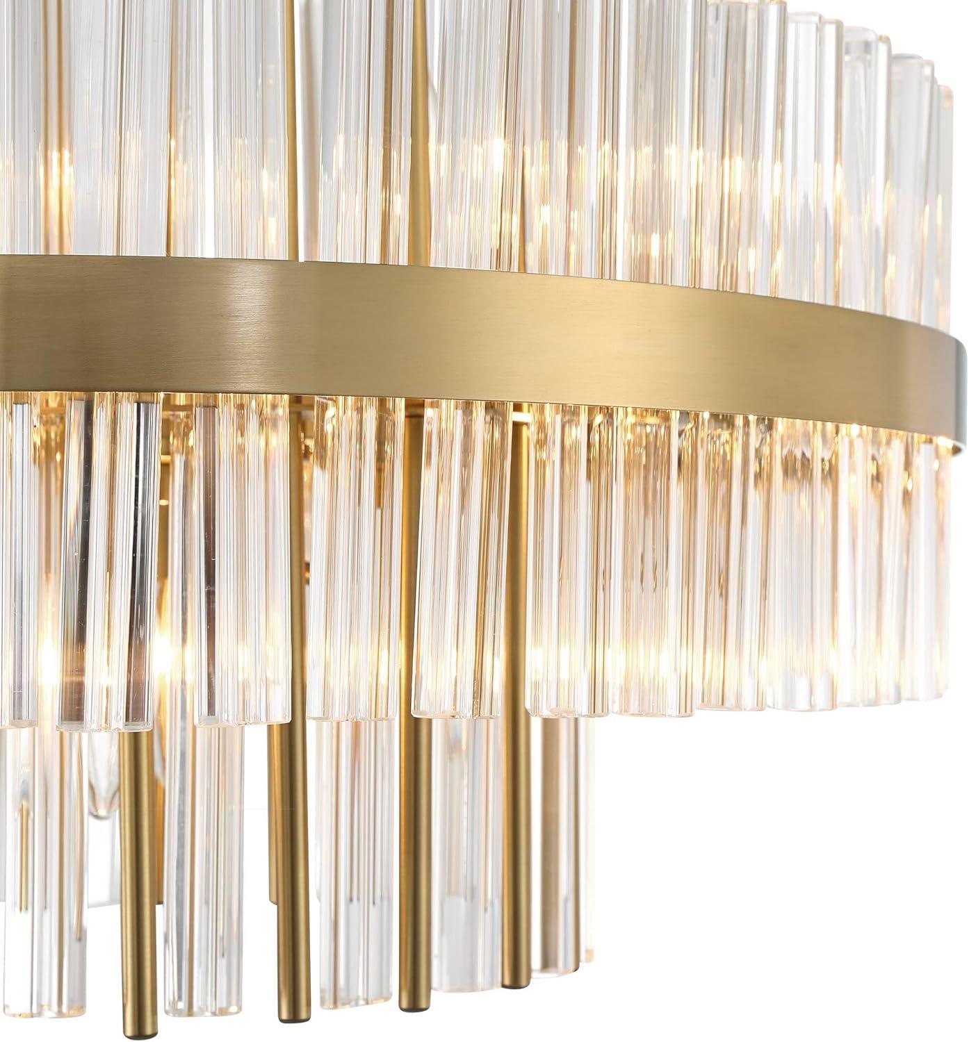 Possini Euro Design Jenna Soft Gold Chandelier 20" Wide Modern 2-Tier Clear Crystals 8-Light Fixture for Dining Room House Foyer