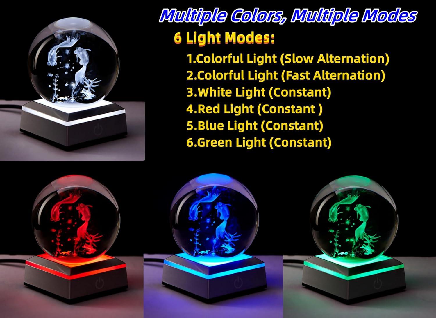 3D Sea Turtle Crystal Ball Night Light, Upgraded 3.15 Inch Glass Ball Lamps with LED Base, Sea Turtle Lamp Decor, Birthday Holiday Xmas Gifts for Boys Girls Friends (Sea Turtle)