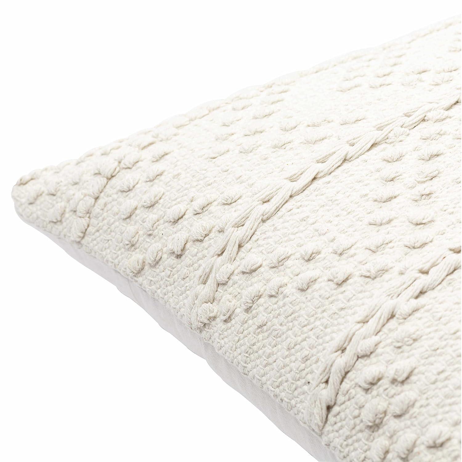 Sumiton Cream Cotton Handwoven 22" Square Pillow Cover