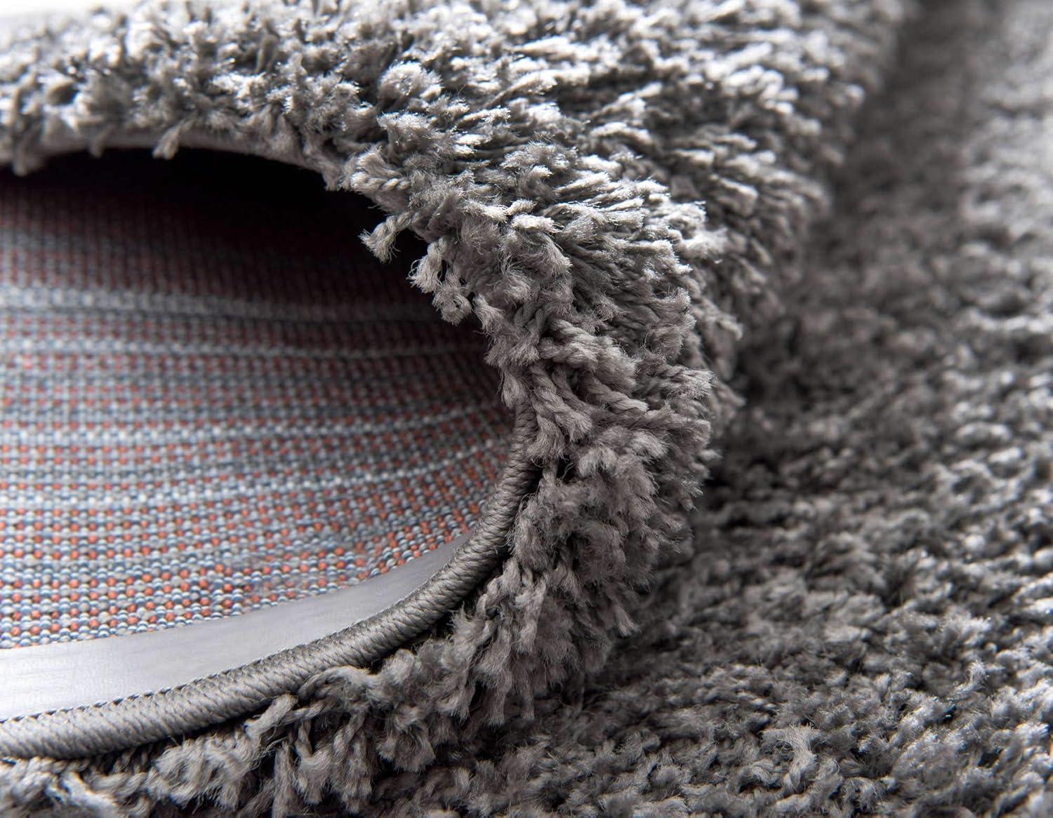 Unique Loom 6' 1 x 9' 0 Solid Shag Graphite Gray Area Rug