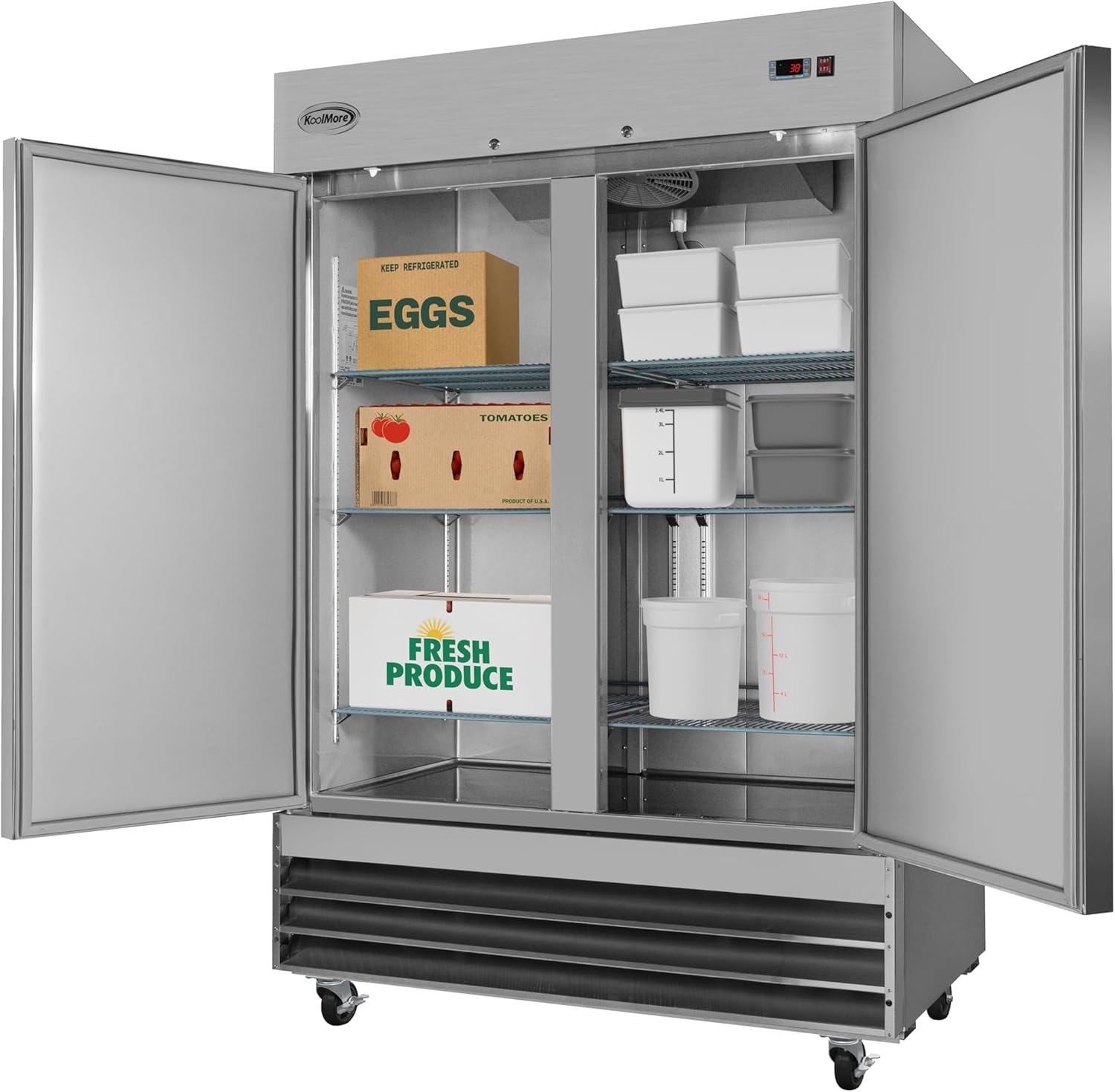 KoolMore 47 cu. ft. Commercial 2 Solid Door Reach In Refrigerator in Stainless Steel