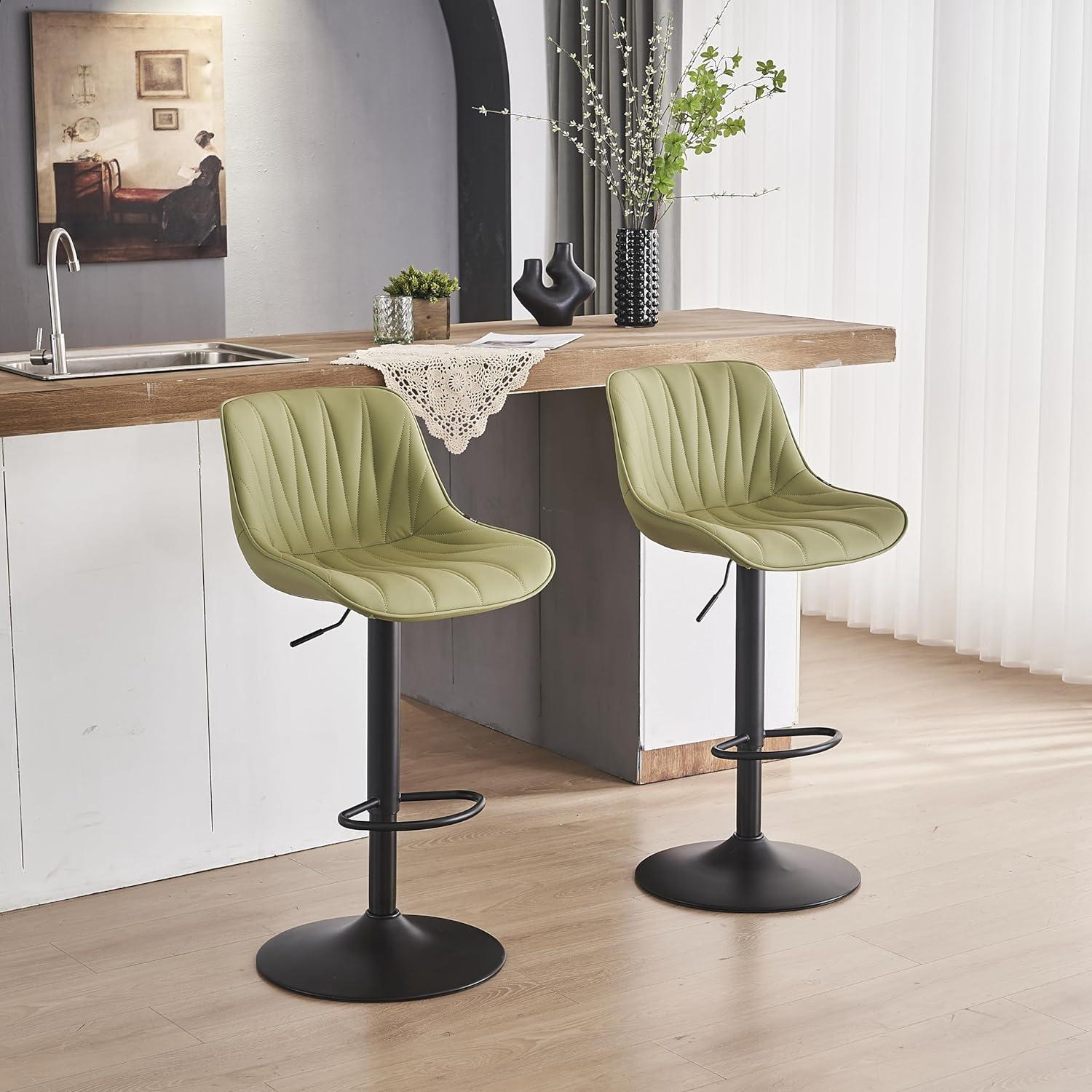 Kidol & Shellder Green Bar Stools Set of 2 Modern Kitchen Island Barstool