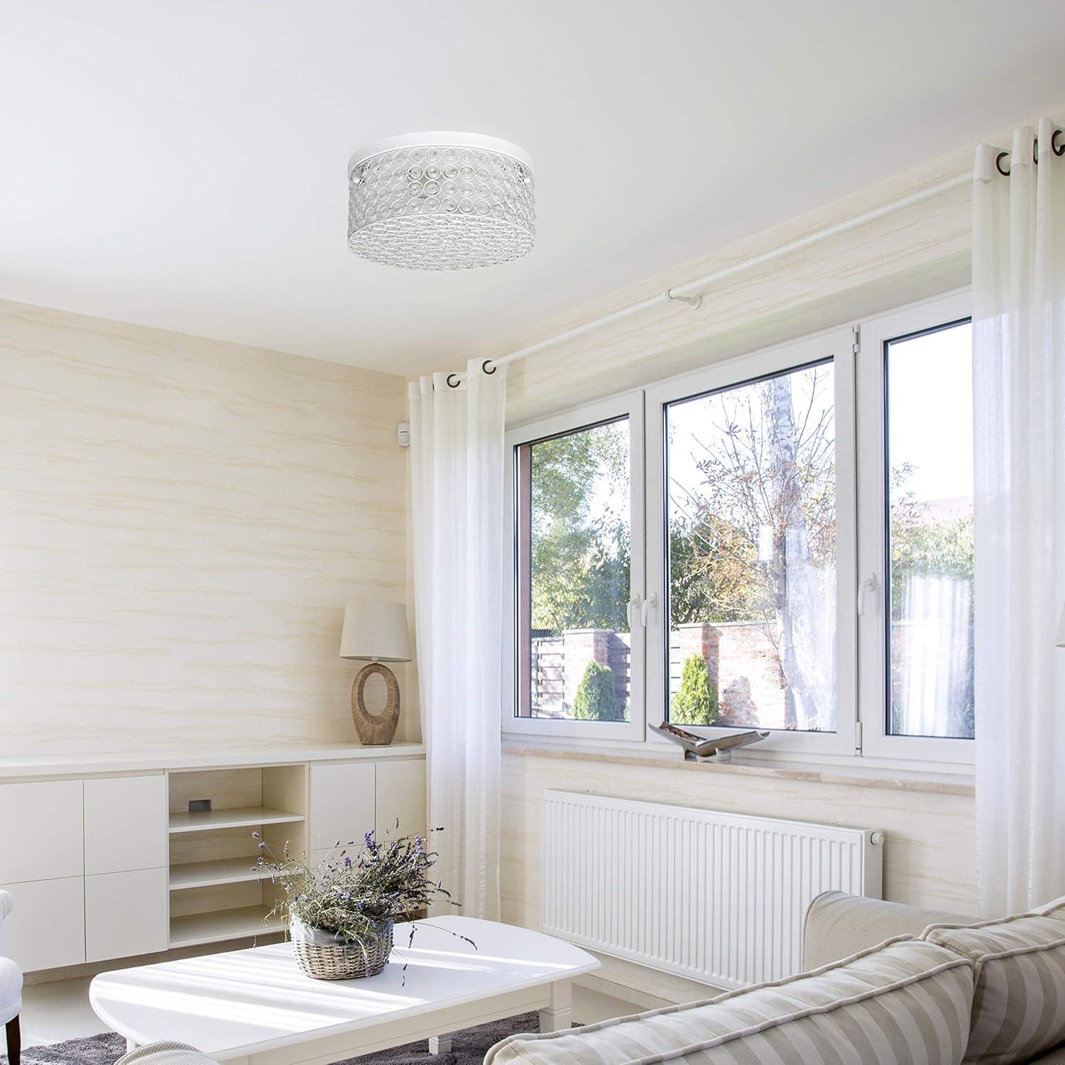 White Crystal Barrel Shade Ceiling Light