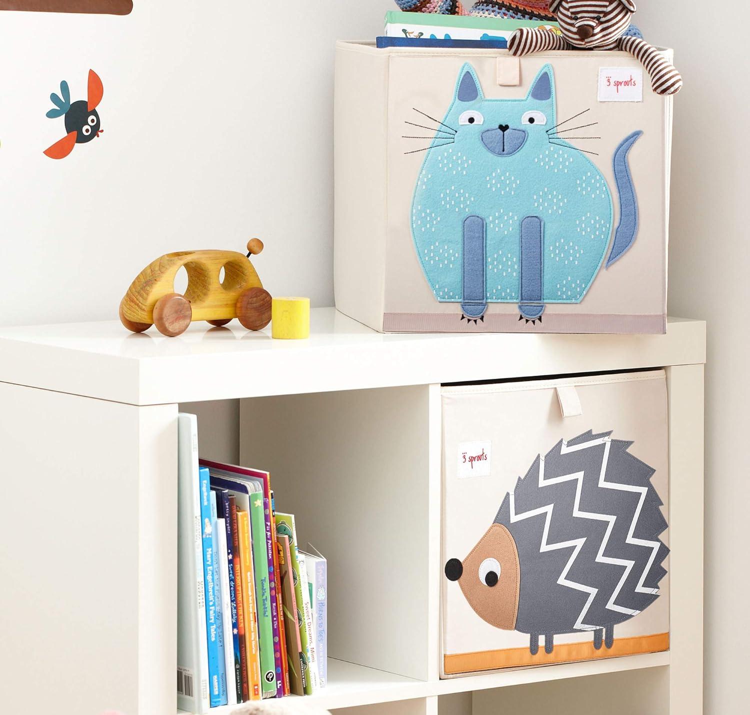 3 Sprouts Cube Storage Box - Organizer Container for Kids & Toddlers, Cat