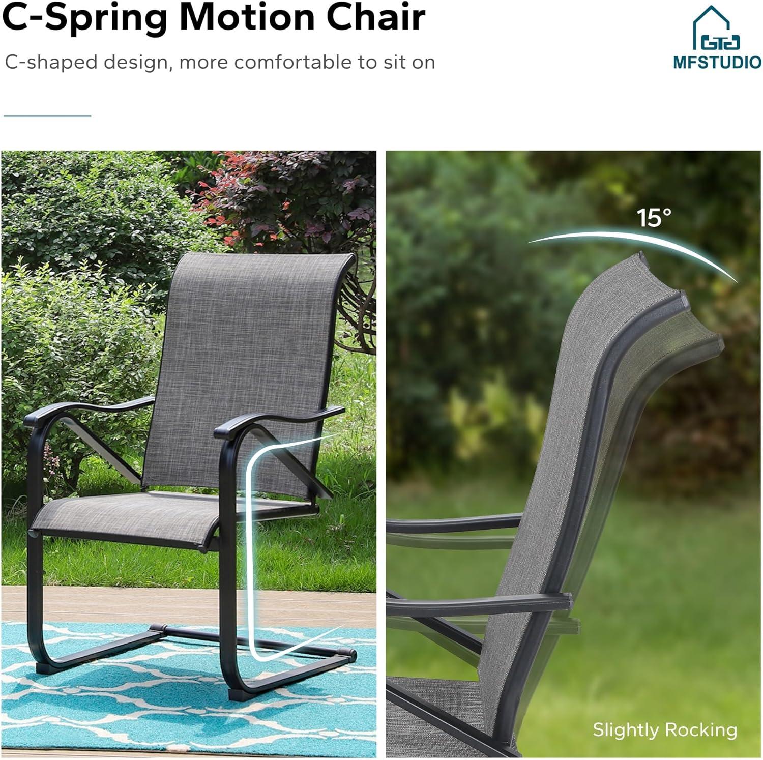 Gray Textilene Fabric High Back Outdoor Dining Chairs with Steel Frame