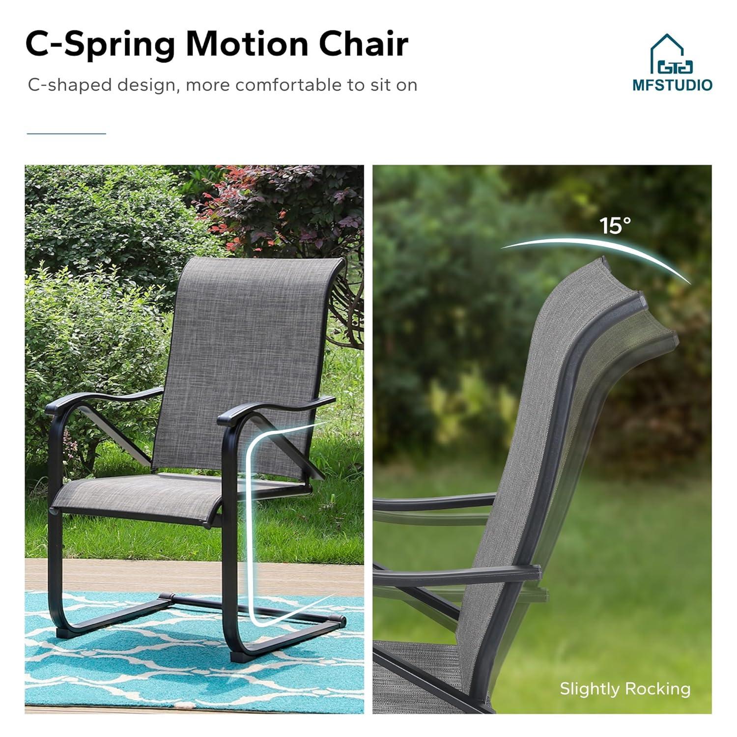 Gray Textilene Fabric High Back Outdoor Dining Chairs with Steel Frame