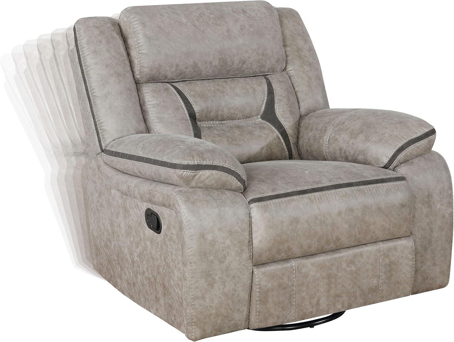 Taupe Faux Leather Swivel Recliner with Lift