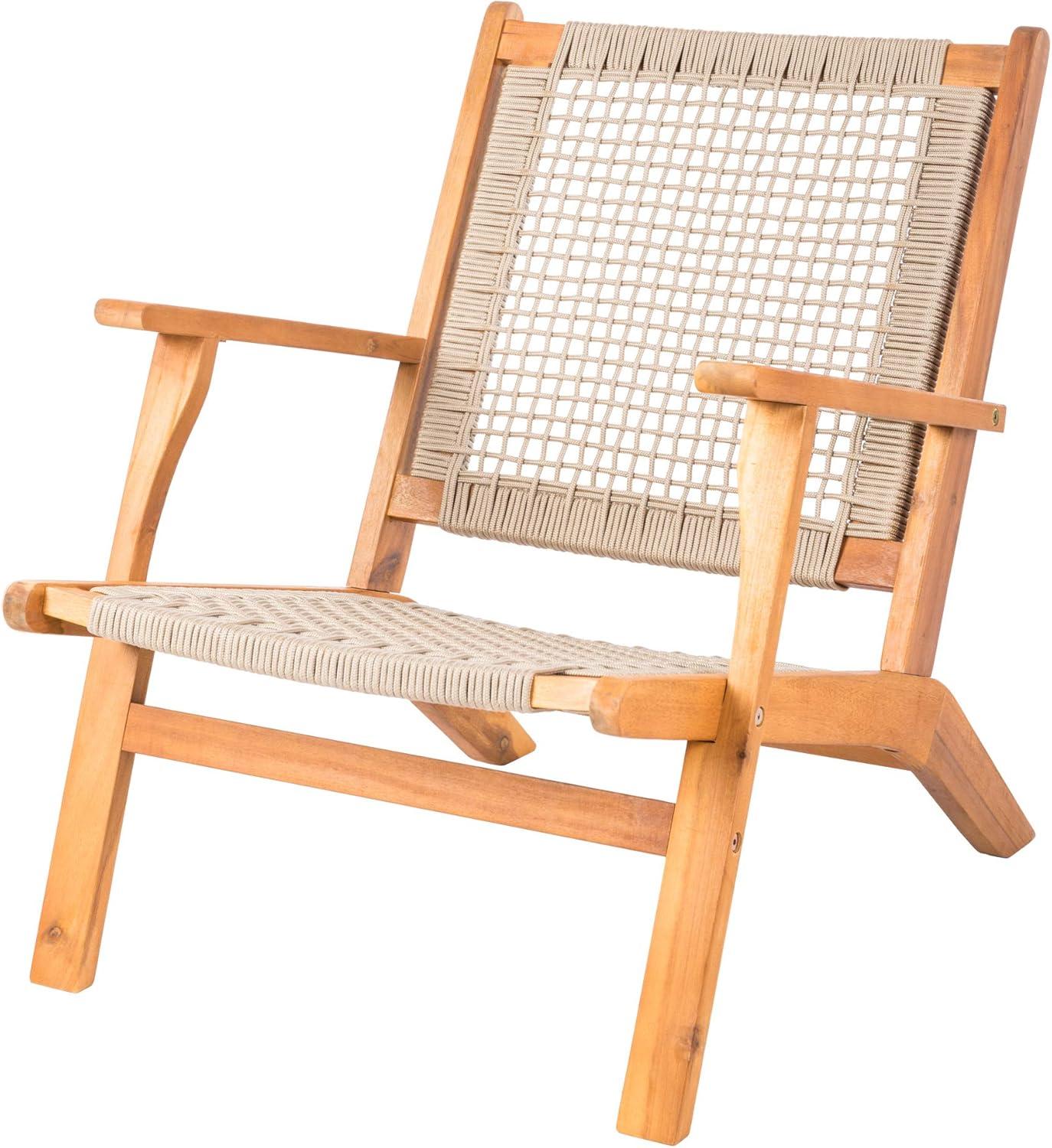 Vega Natural Stain Outdoor Chair in Ecru Cording