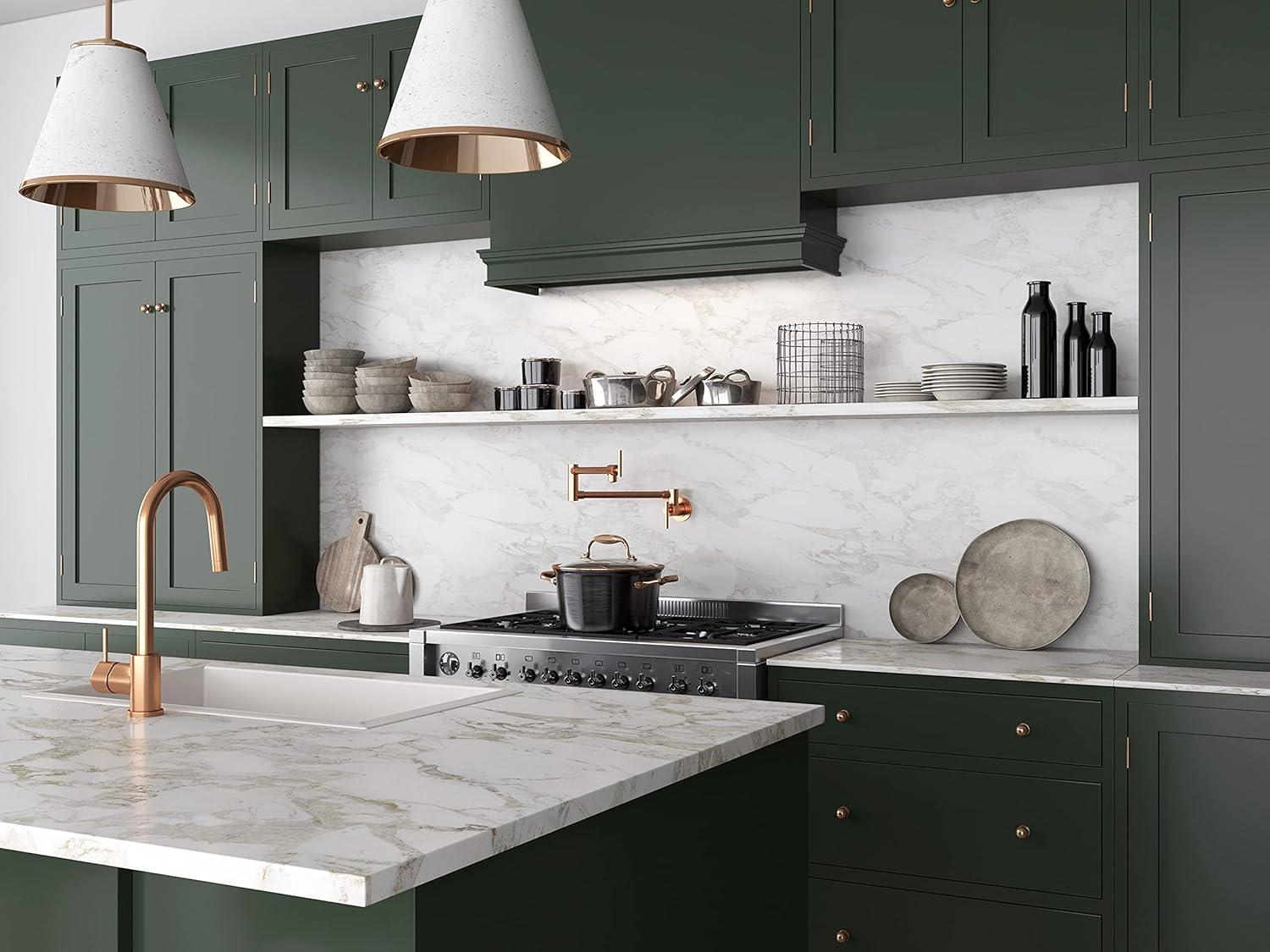 Braccia Series 24" Wall Mounted Pot Filler in Rose Gold | 24” Reach Spout Solid Brass Two Handle Dual Shut-Off Valve Double Joint Swing Arm Wall Mount Single Hole Kitchen Folding Faucet | KF-AZ258RG