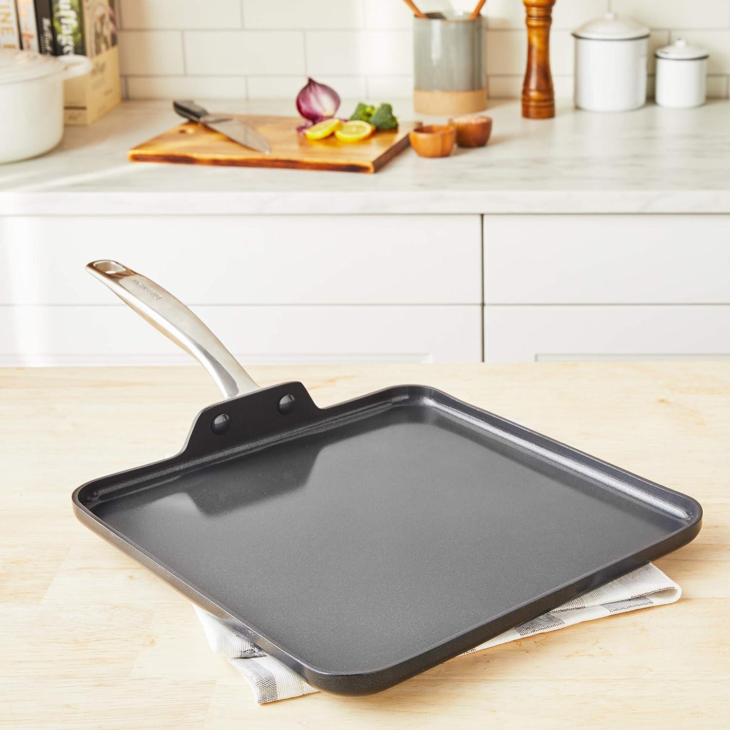 Black Ceramic Nonstick 11" Griddle Pan with Stainless Steel Handle