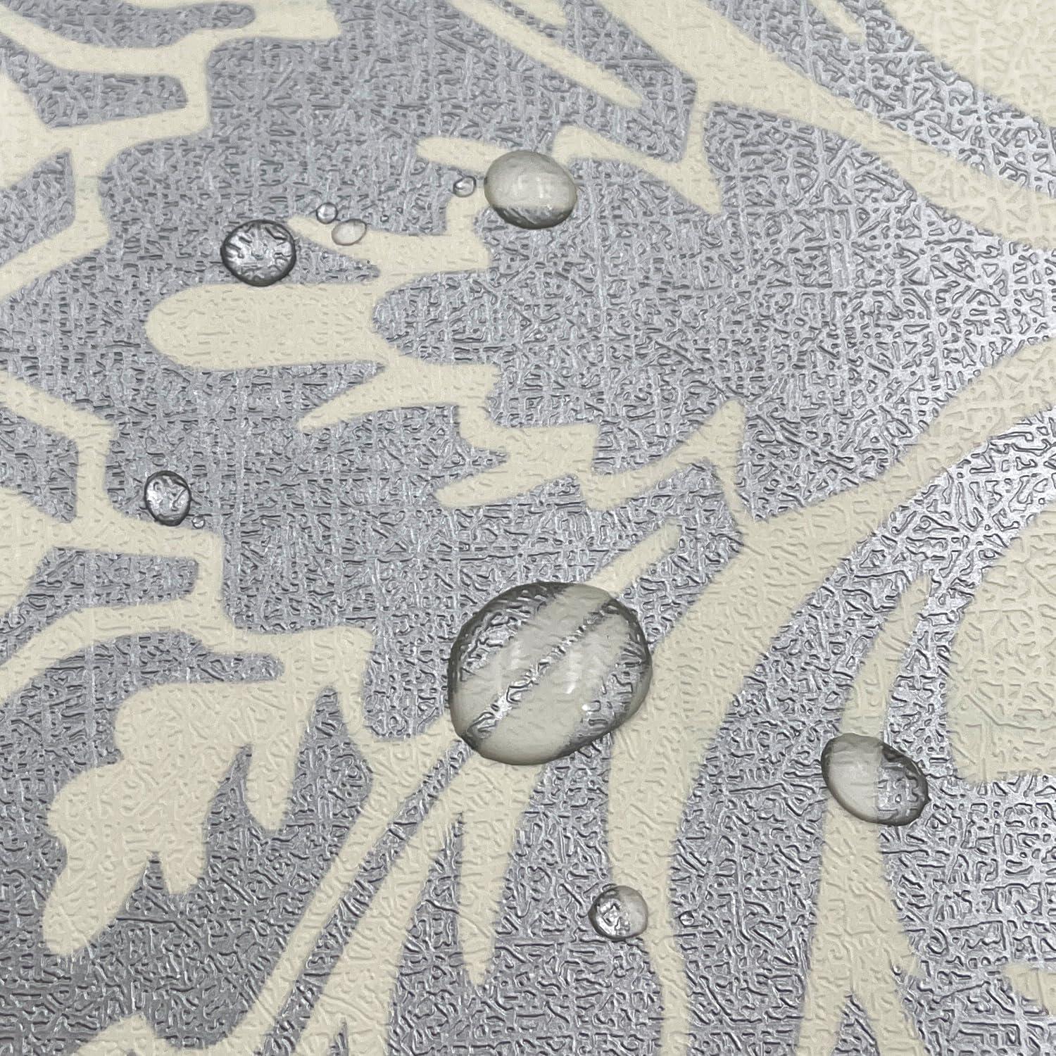 Yifely Vintage Gray Damask Removable PVC Shelf Drawer Liner Home Decor 17x118 Inch