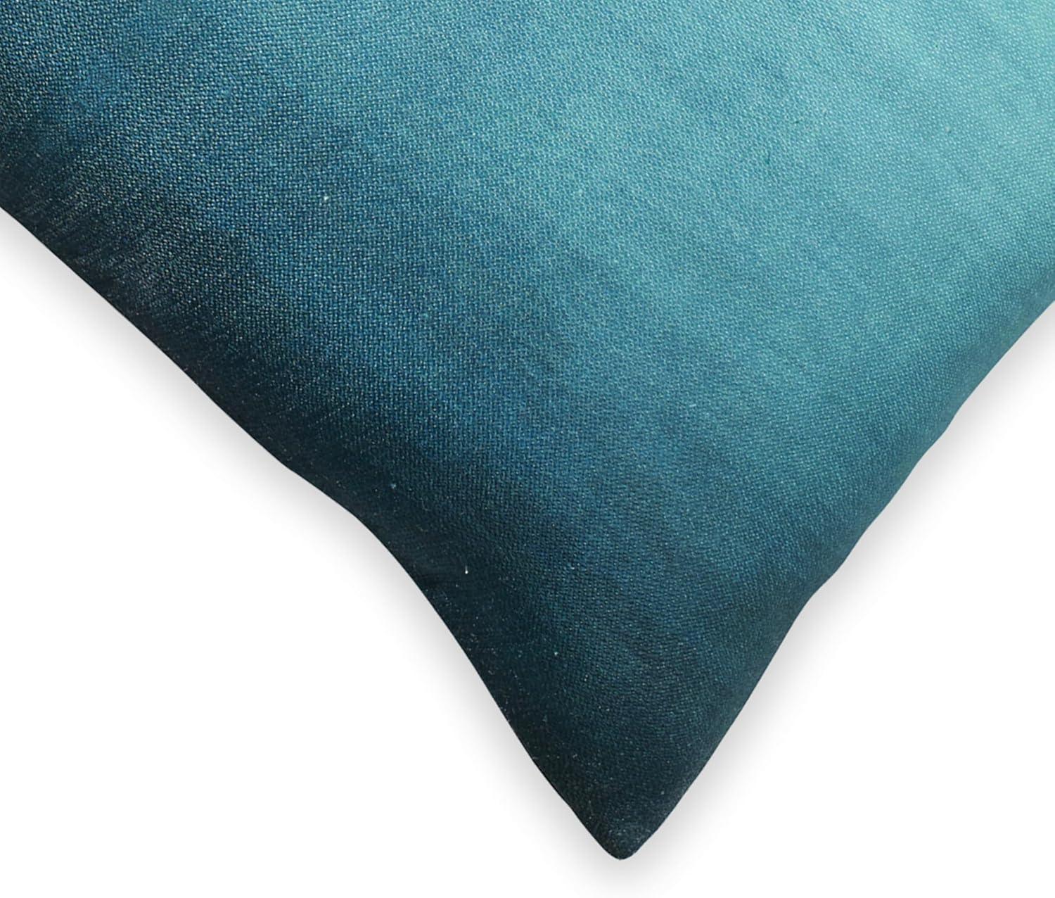 Fab Habitat Indoor/Outdoor Lumbar Pillow Made from Recycled Polyester Yarn - Double Sided, Stain Resistant, Machine Washable - Ombre - Patio, Deck, Porch, Living Room - Big Sur Teal (14" x 24")