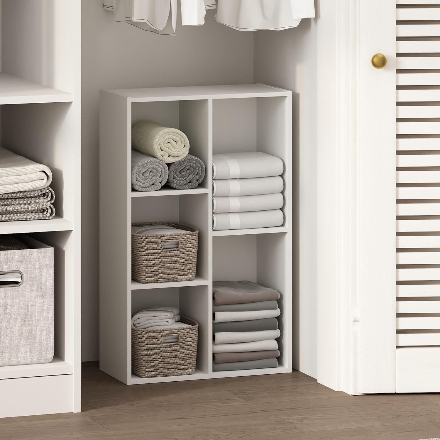 White 9-Shelf Vertical Cube Bookcase with Closed Back