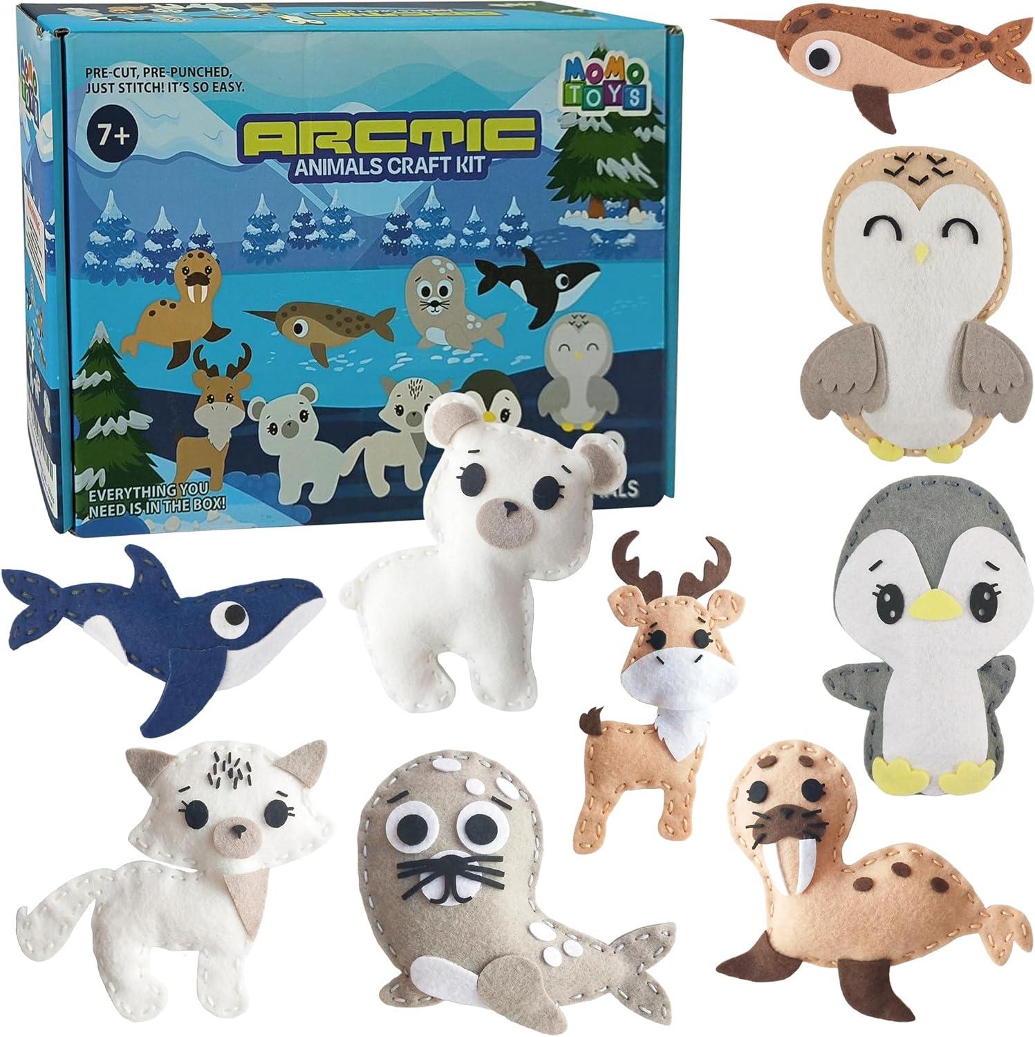 Arctic Animals Beginner Sewing Kit with Felt Plushies