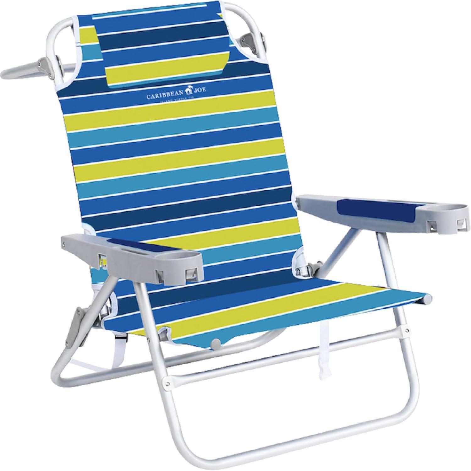 Caribbean Joe Oversized Deluxe Backpack Outdoor Portable Beach Chair - Bold Stripe