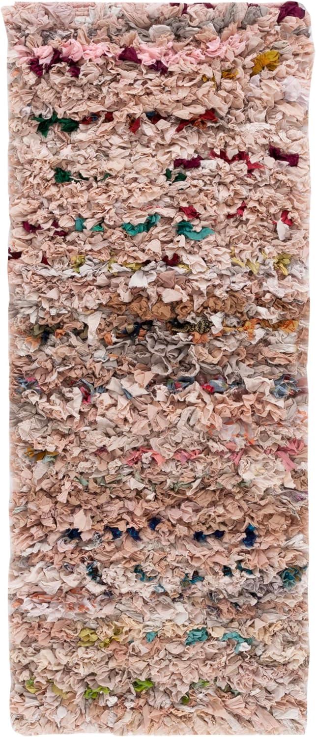 SAFAVIEH Rio Dallas Geometric Polyester Shag Runner Rug, Blush, 2'3" x 6'