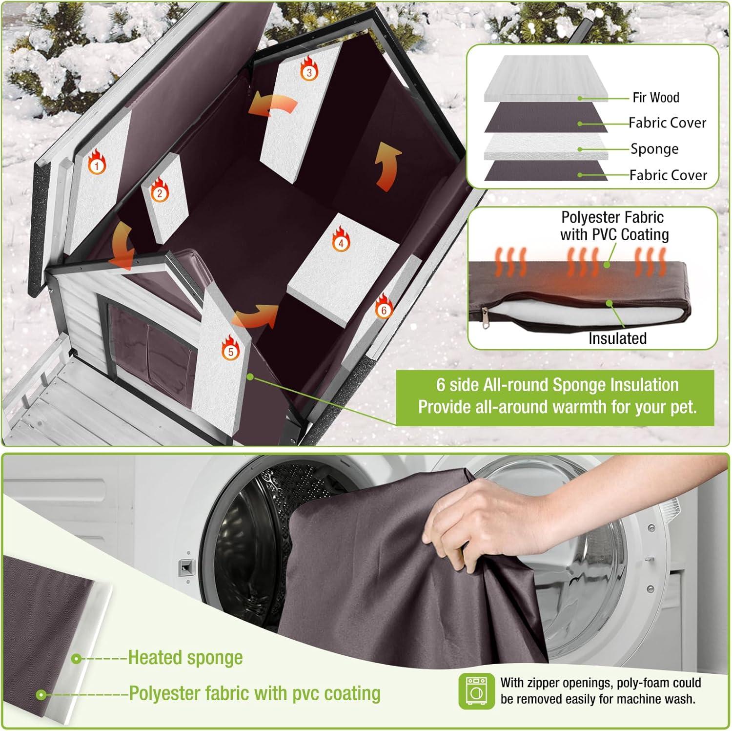 Aivituvin-AIR81-IN Medium Insulated Dog House Gray 32.9"(L) x 45" (W) x 32.6"(H)