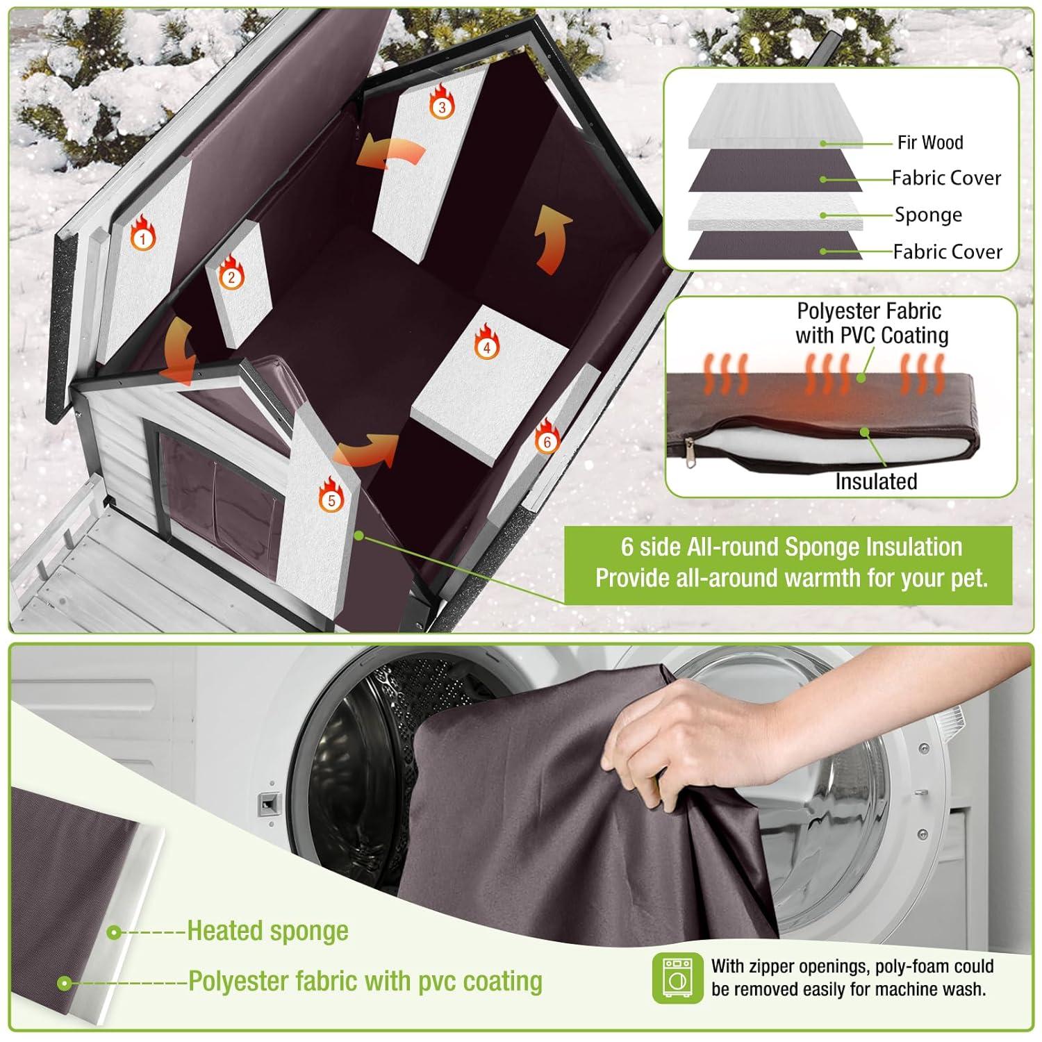 Aivituvin-AIR81-IN Medium Insulated Dog House Gray 32.9"(L) x 45" (W) x 32.6"(H)