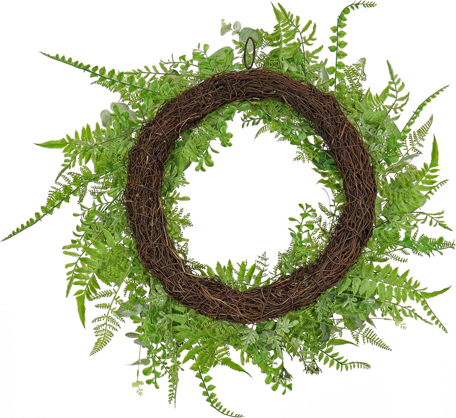 26" Artificial Mixed Leaf Greenery Woven Branch Base Wreath - National Tree Company