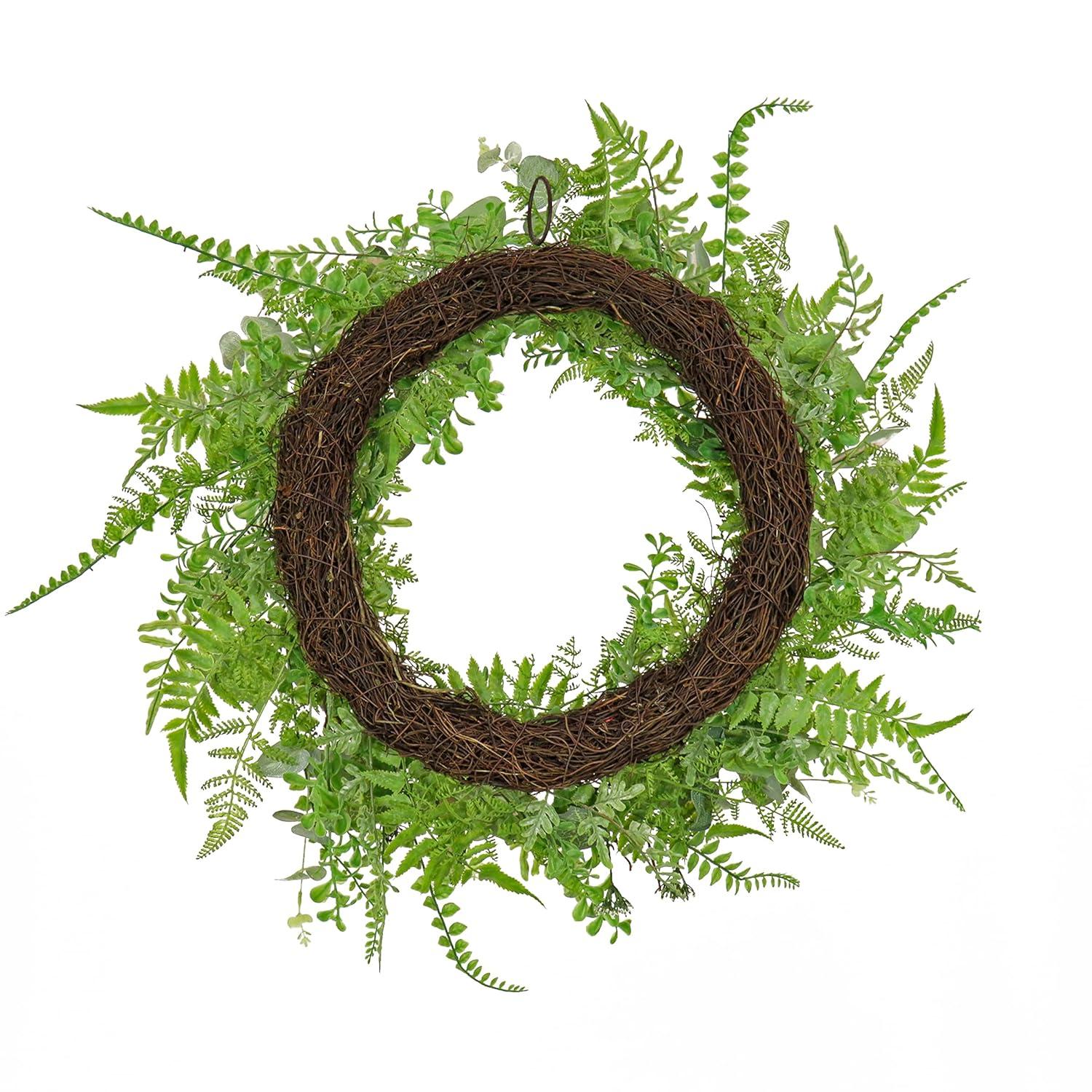 26" Artificial Mixed Leaf Greenery Woven Branch Base Wreath - National Tree Company
