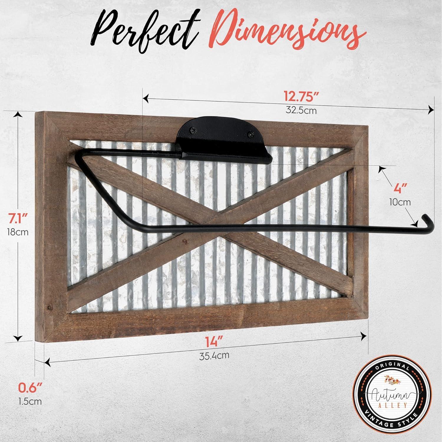 Autumn Alley Rustic Farmhouse Paper Towel Holder – Wall Mounted with Galvanized Metal Accent - Farmhouse Kitchen Decor