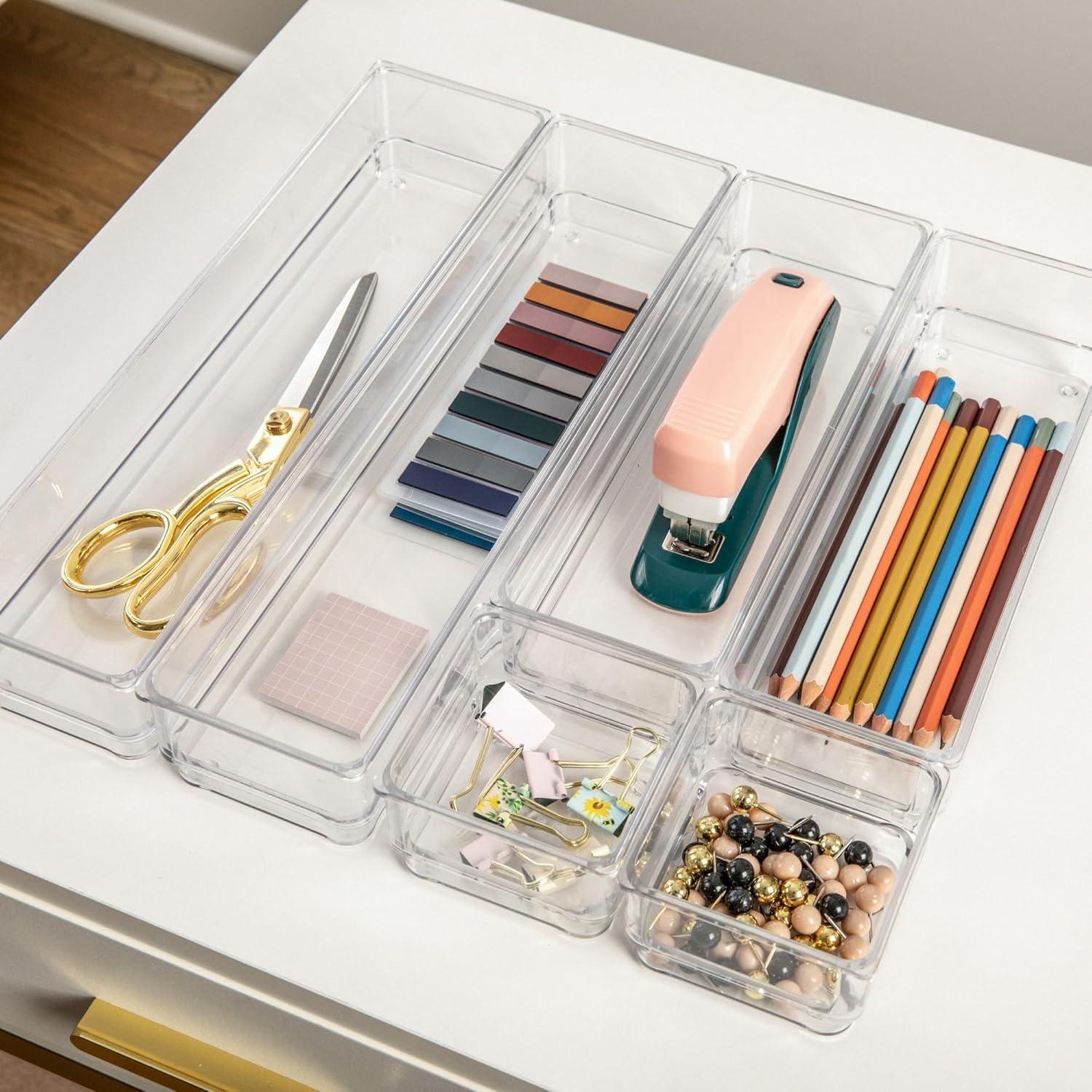 Thomas Martha Stewart Set of Plastic Stacking Home Office Desk Drawer Organizers