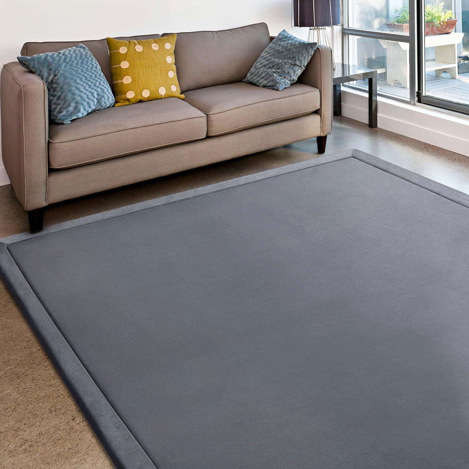 Dark Grey Memory Foam Kids Area Rug with CharTech, 4' x 6'