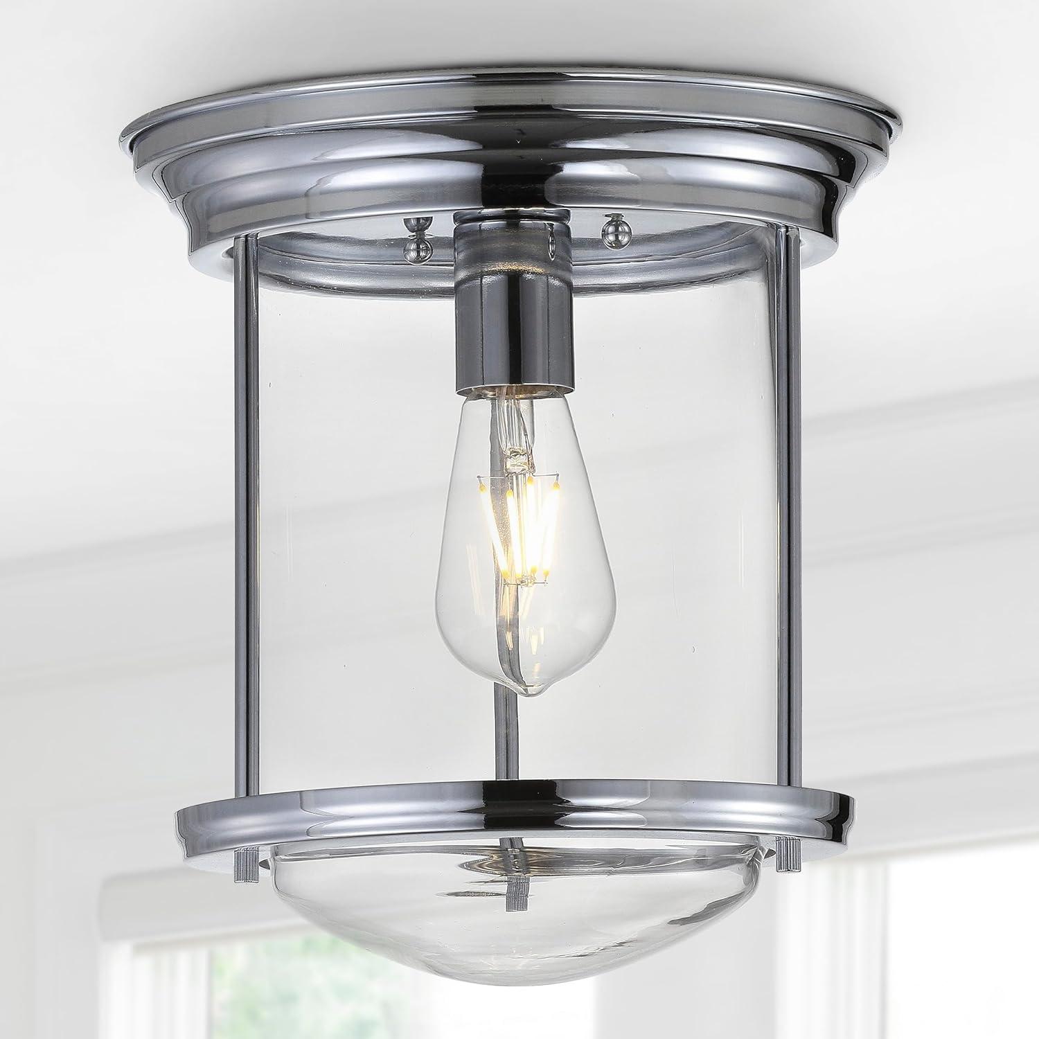 JONATHAN Y JYL7440C Savannah 10.25" Metal/Glass LED Flush Mount, Traditional,Transitional, Dimmable, 2700K Cozy Warm Light Kitchen,Hallway,Bathroom,Stairwell, Chrome