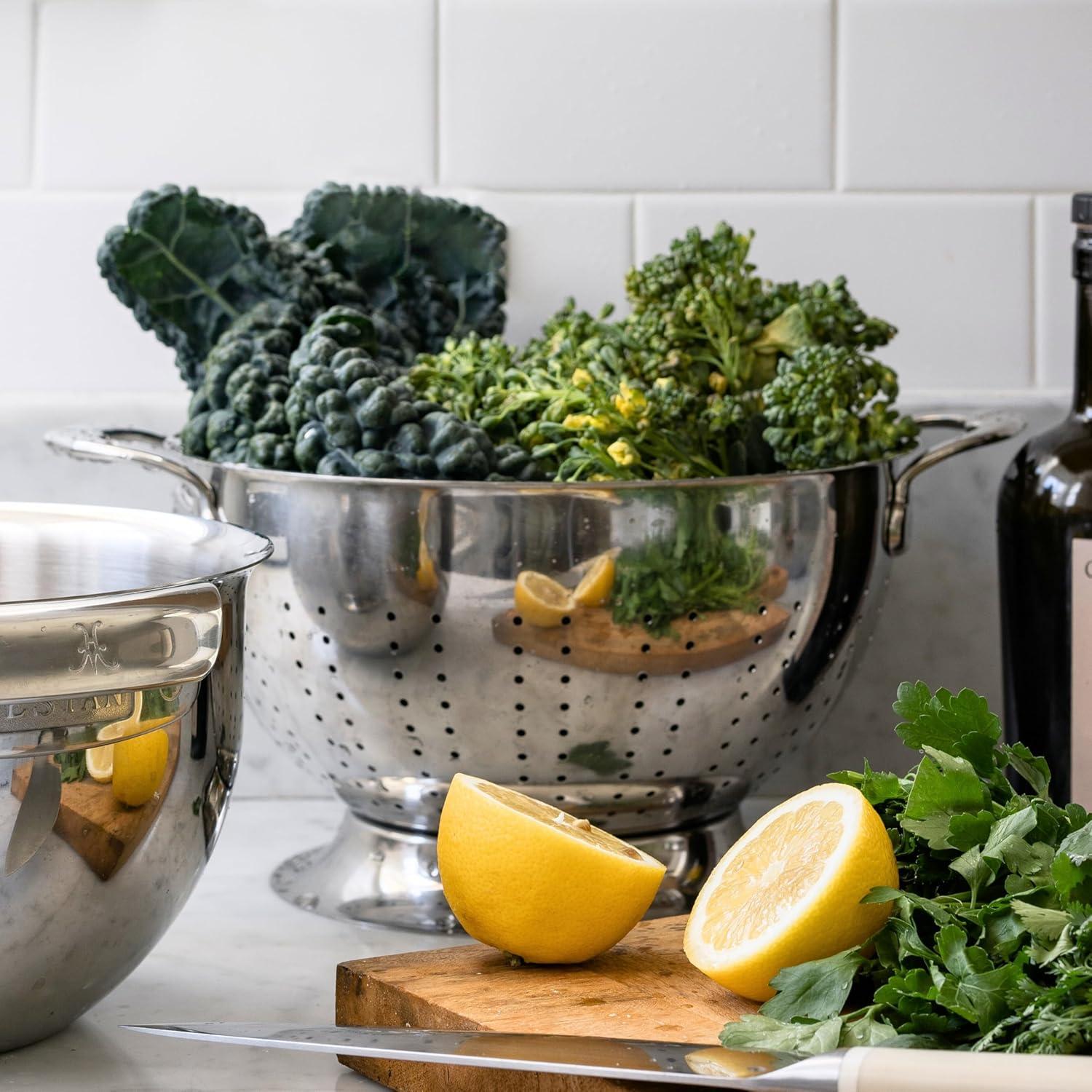 3-Quart Silver Stainless Steel Colander with Handles