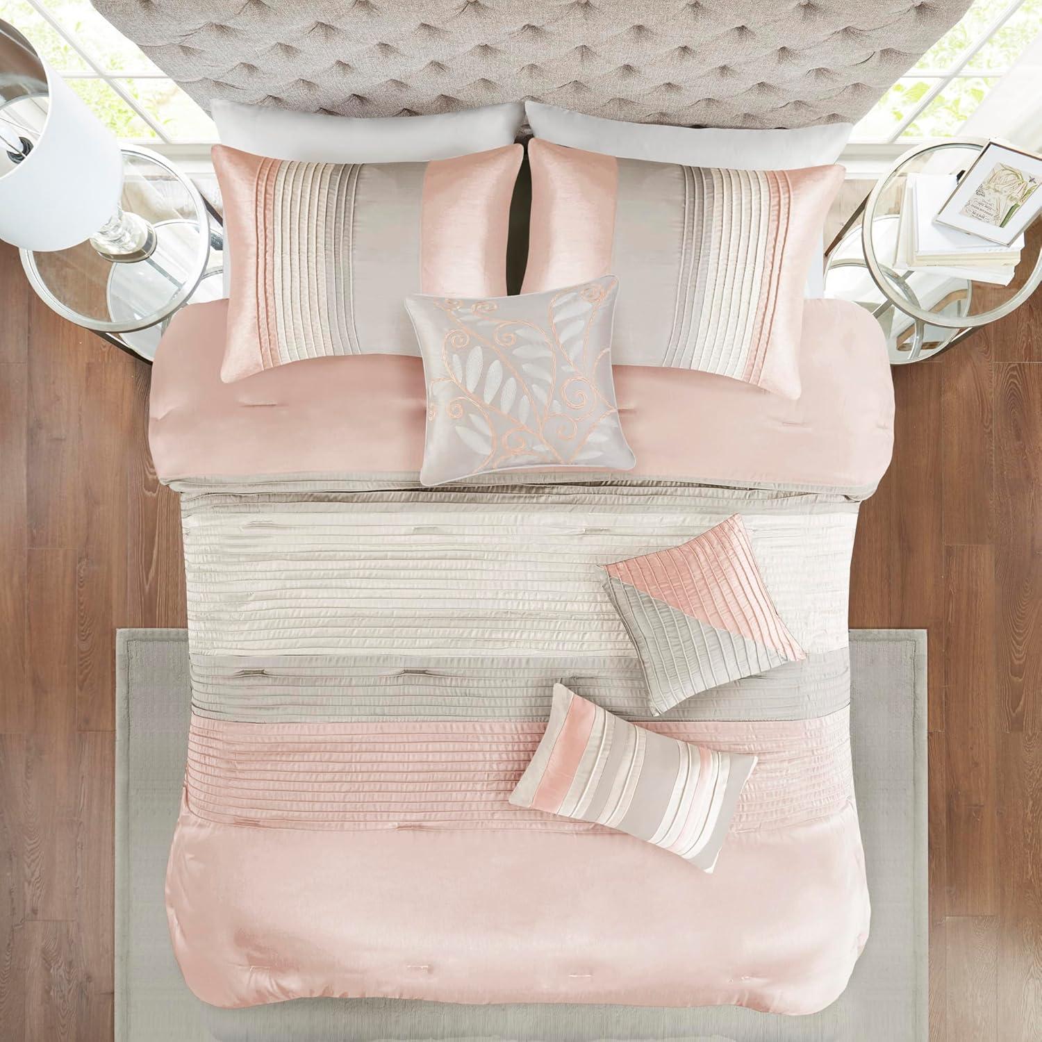 Madison Park Amherst 7 Piece Striped and Pleated Comforter Set & Reviews | Wayfair