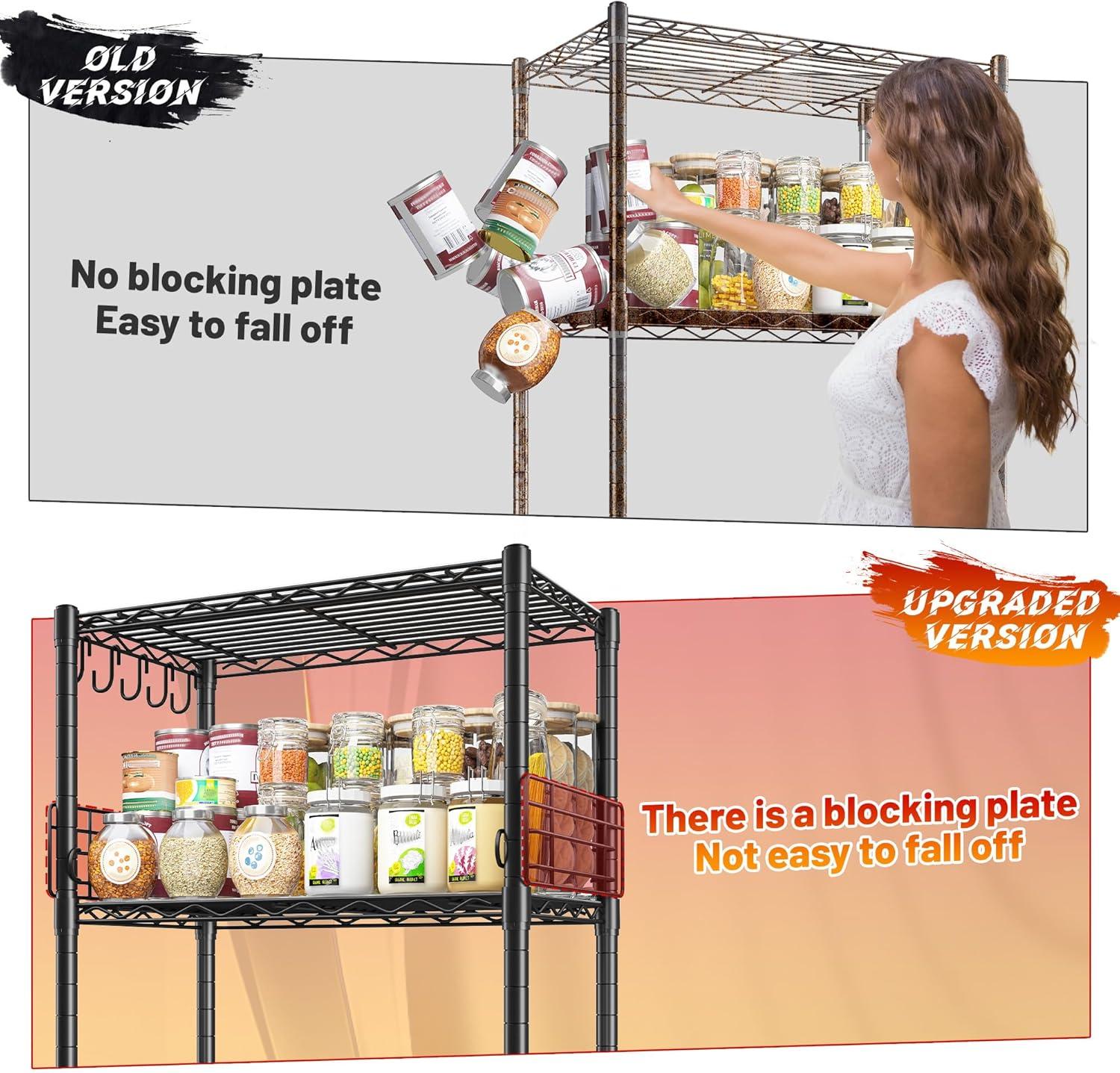 LINSY HOME Pantry Storage Shelves, 5-Tier Adjustable Heavy Duty Metal Storage Shelf, 59" Tall Standing Shelf, Upgrade Steel Wire Rack Organizer for Kitchen, Bathroom, Garage, Living Room, Black