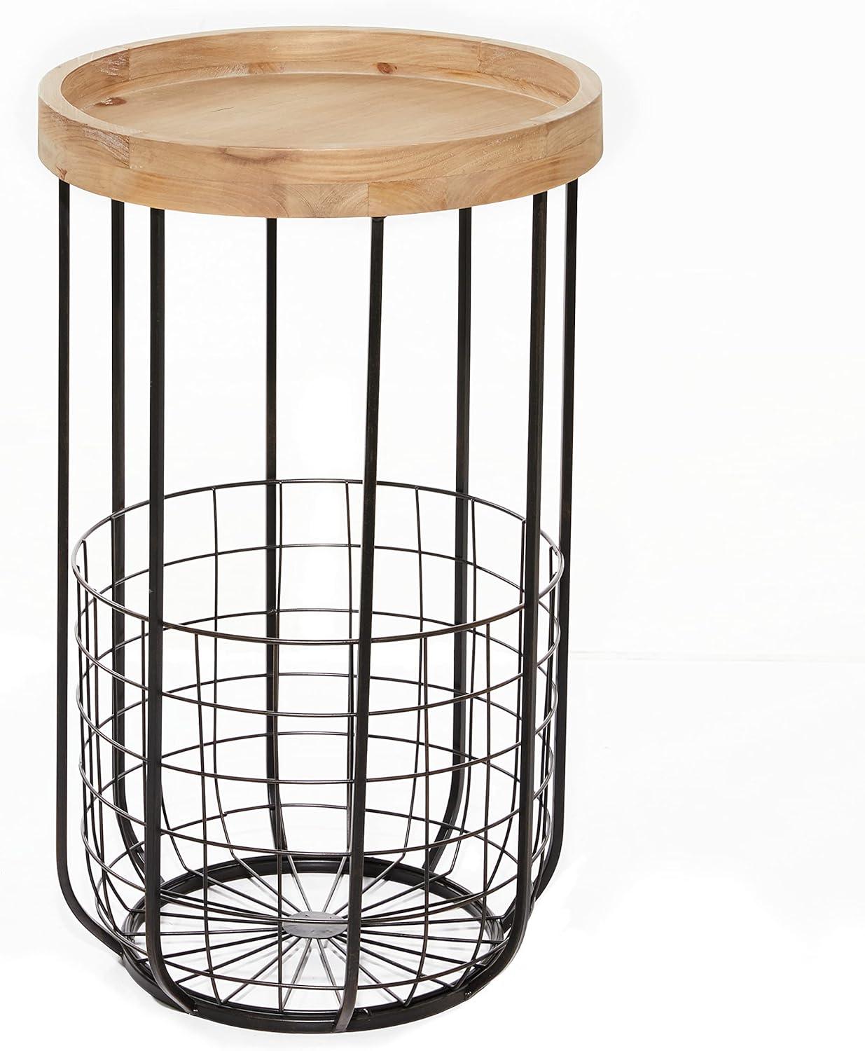 Industrial Metal Accent Table Black - Olivia & May: Round Iron Side Table, No Assembly Required