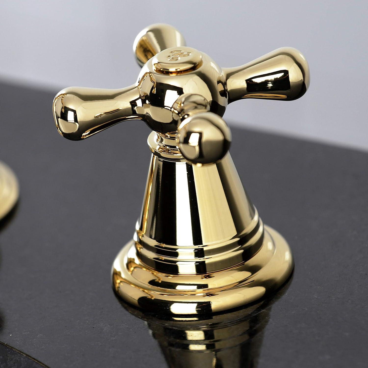 Kingston Brass American Classic Two-Handle 3-Hole Deck Mount Widespread Bathroom Faucet with Pop-Up Drain