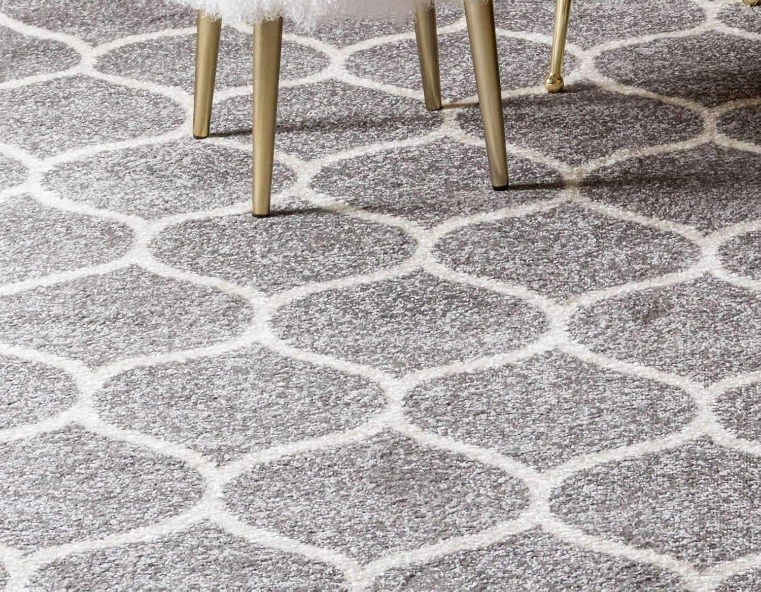 Unique Loom 9' 0 x 12' 0 Trellis Frieze Rounded Light Gray Area Rug