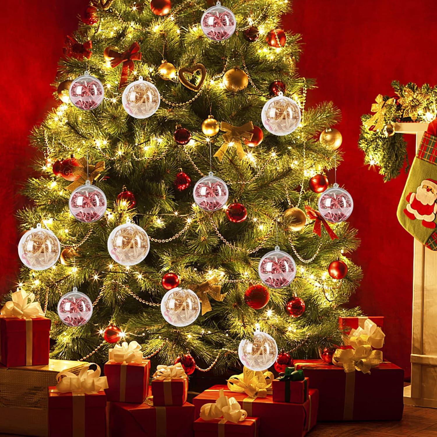 12 Pack Clear Plastic Fillable Ornament Ball 3.15''/80mm for Christmas,Holiday, Wedding,Party,Home Decor
