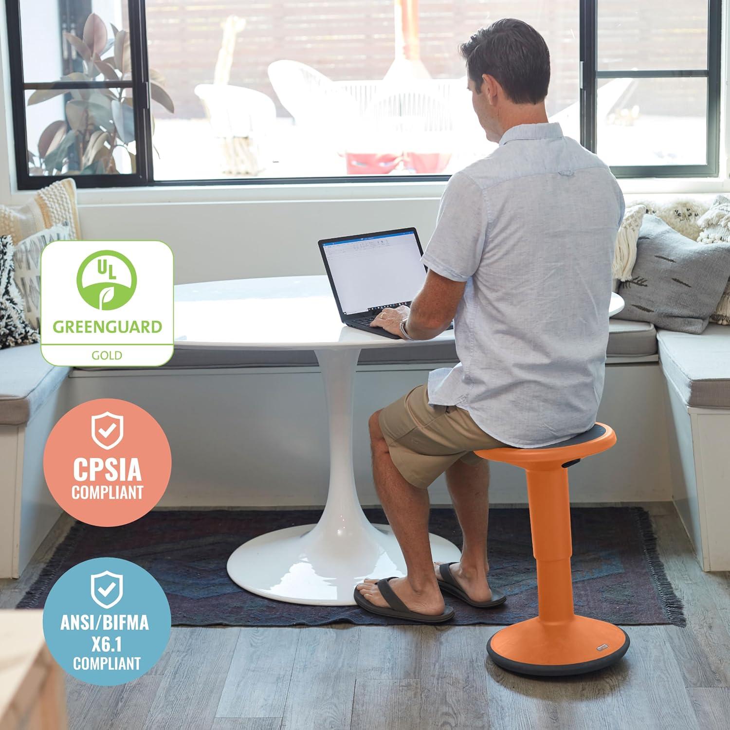 ECR4Kids ECR4Kids Sitwell Wobble Stool with Cushion, Adjustable Height, Active Seating