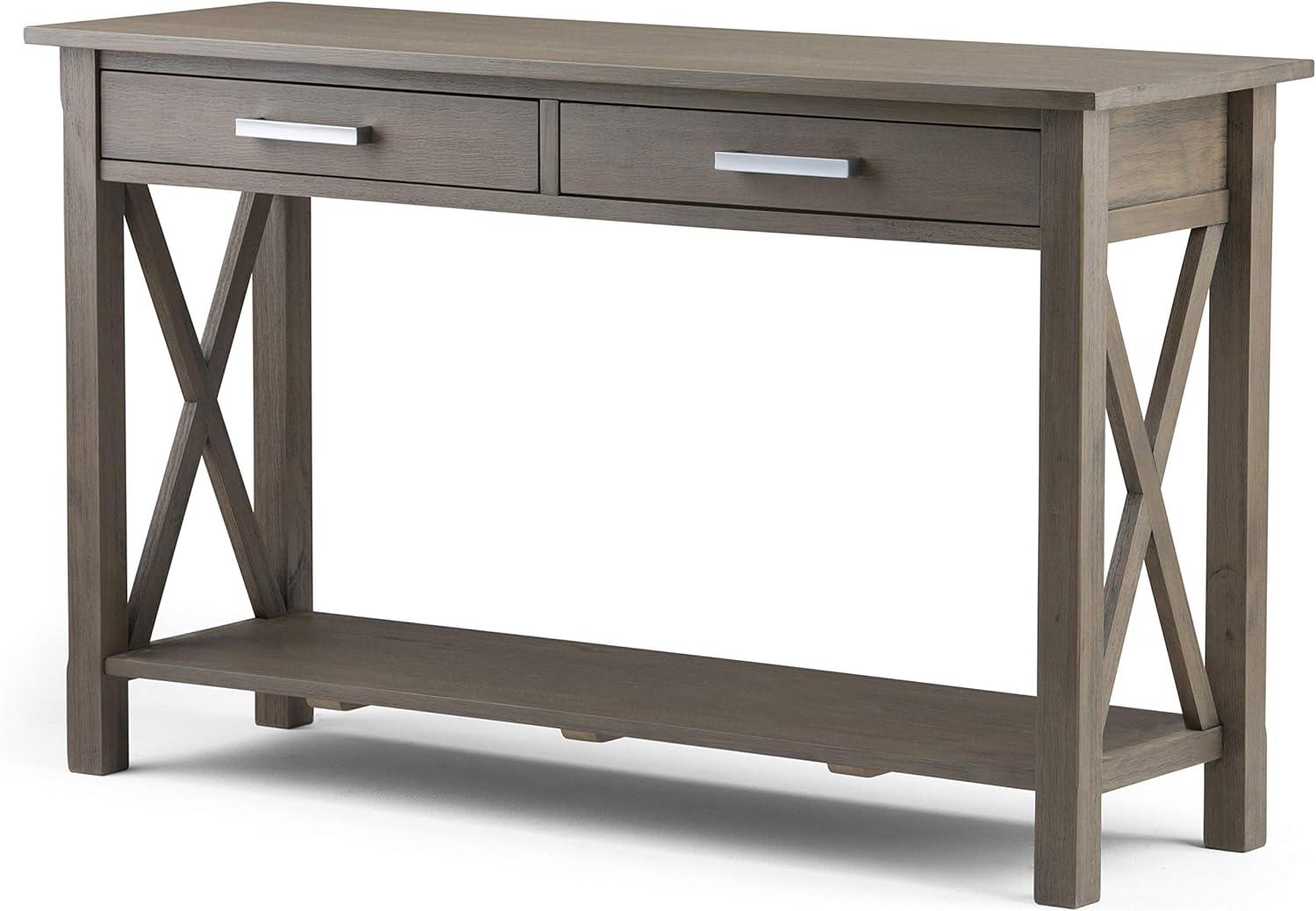 Contemporary Farmhouse Gray Wood Console Table with Storage