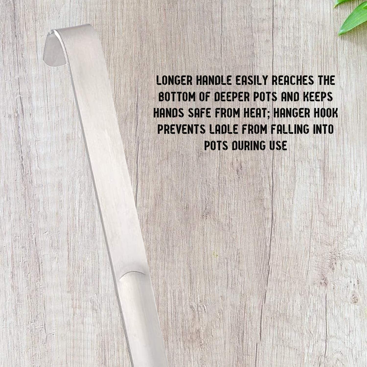 HIC Kitchen Straining Ladle with Spout, 18/8 Stainless Steel, 3-Ounce Capacity