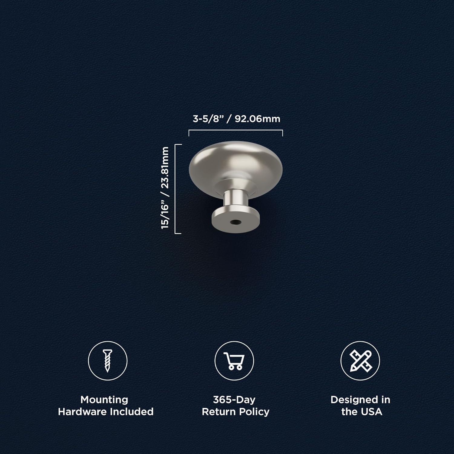 Hickory Hardware Heritage Designs Kitchen Cabinet Knobs, 1 1/8" Round Knob Pull for Doors, Drawers and Dressers (Set of 10)